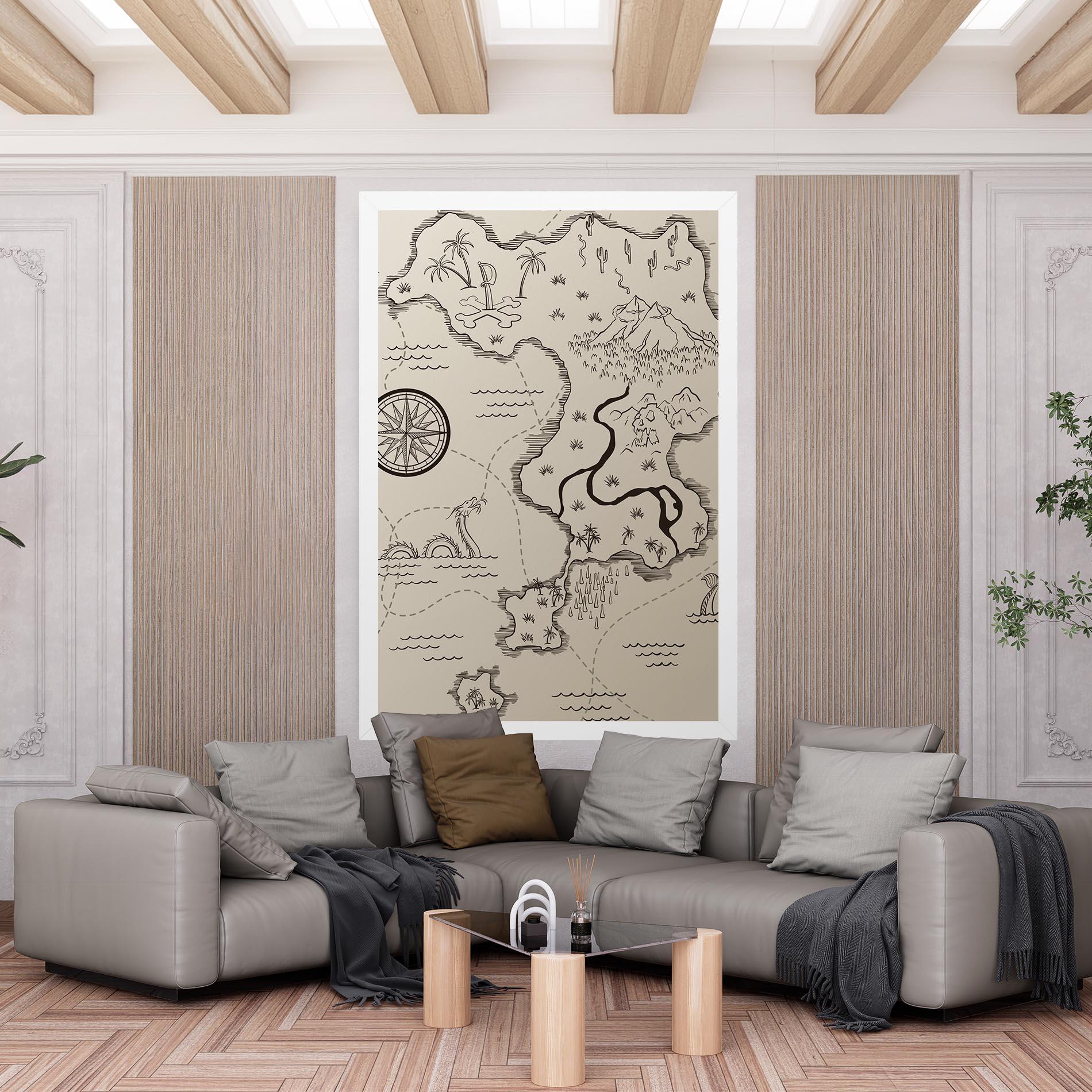 Tablou Canvas Cream Island Map mockup 6