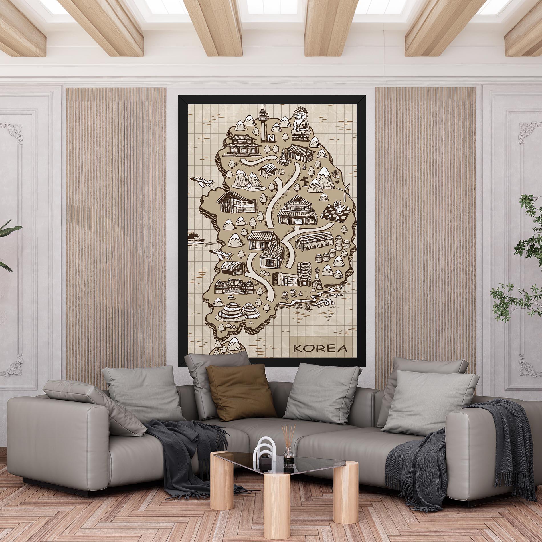 Tablou Canvas Old Korea Map mockup 6