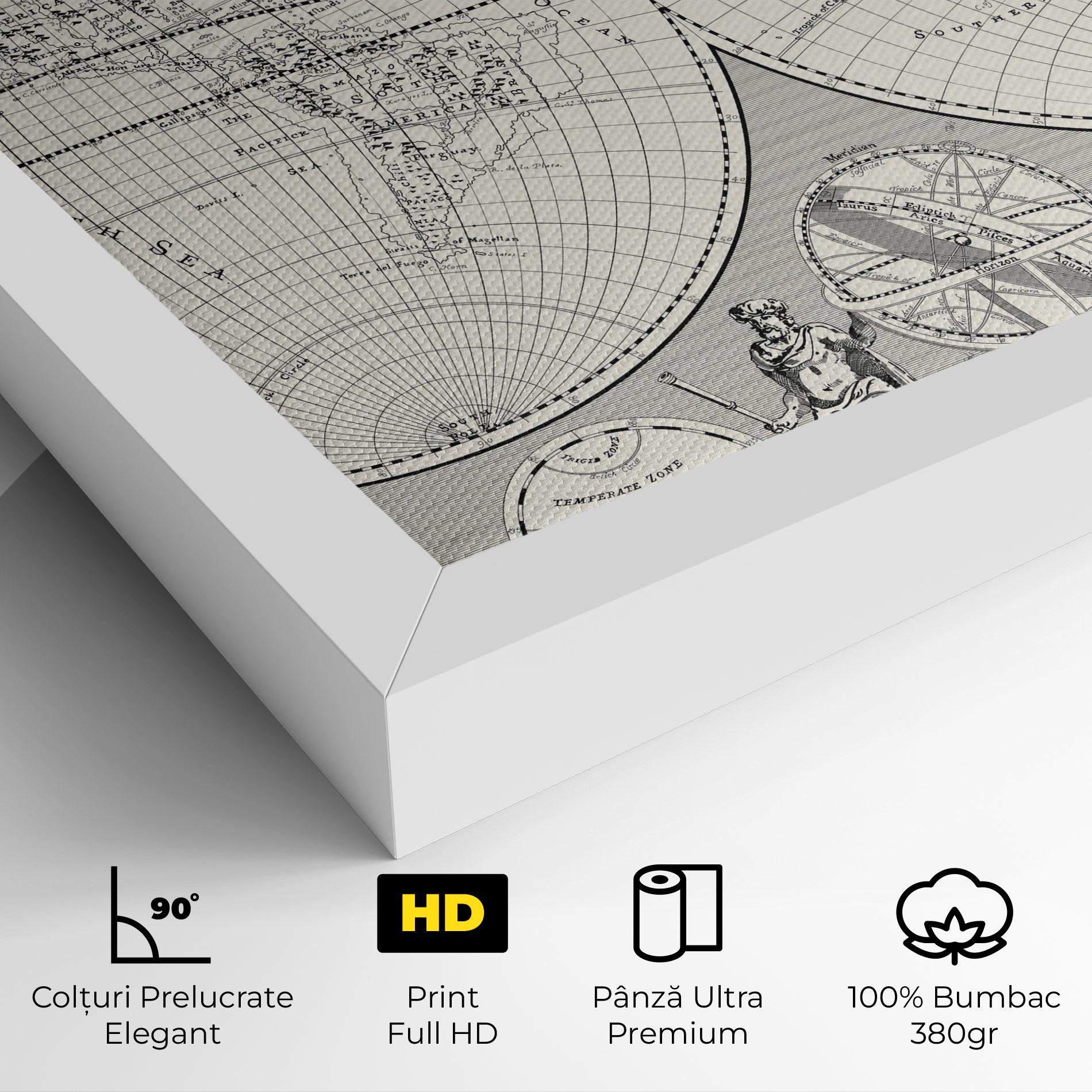 Tablou Canvas Black White Map mockup 4