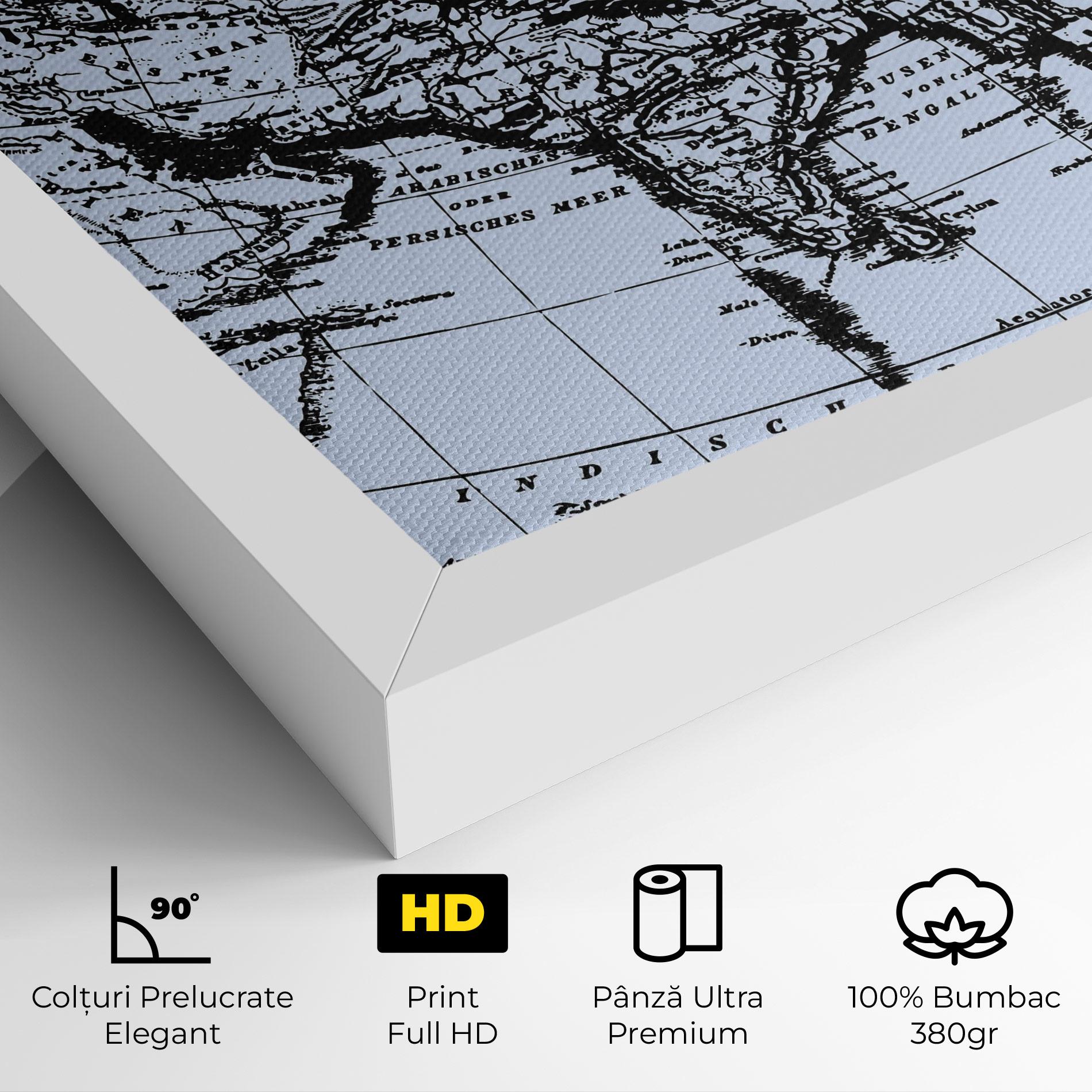 Tablou Canvas Blue Old Map mockup 4