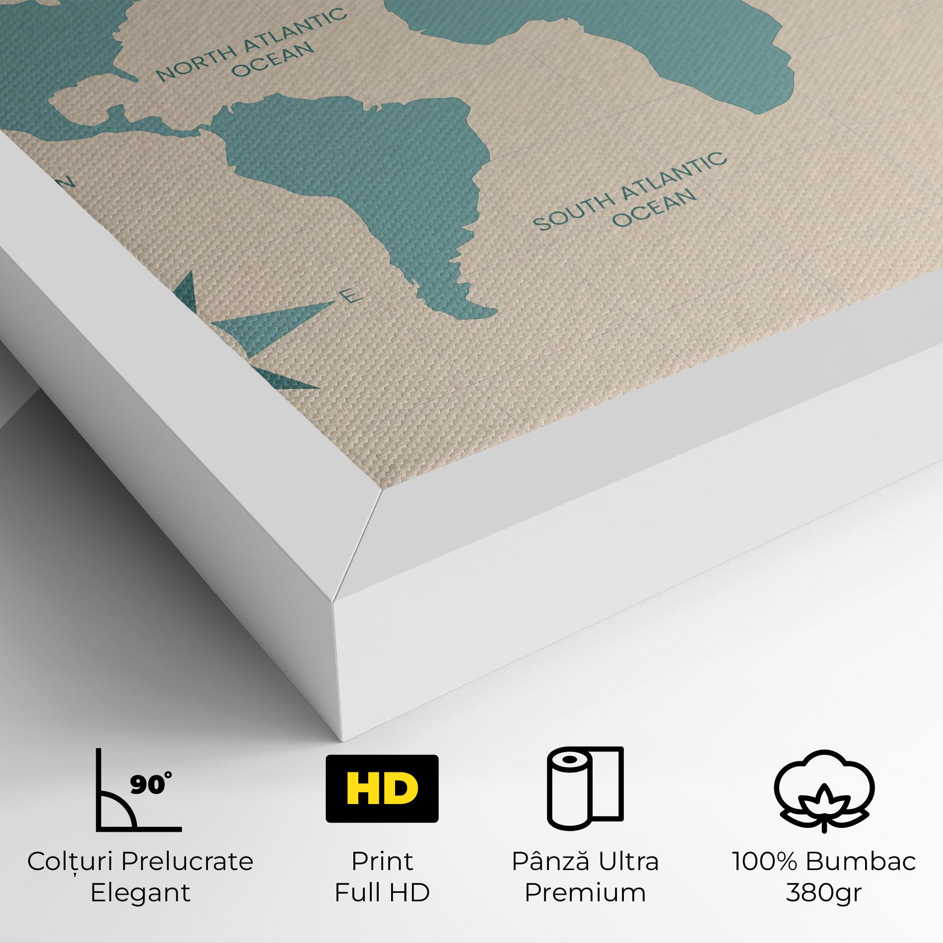 Tablou Canvas Cream Blue Map mockup 4