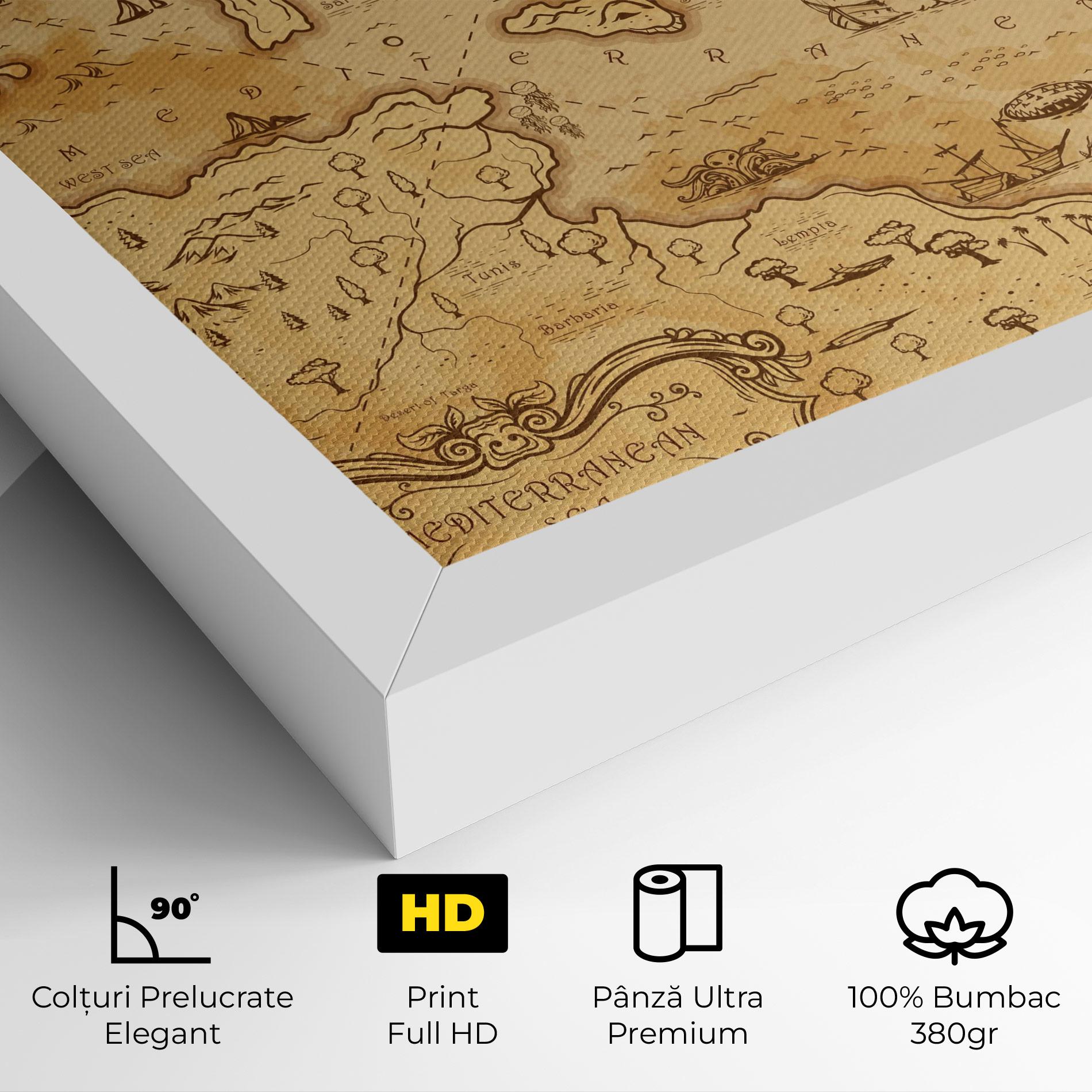 Tablou Canvas Cream Brown Map mockup 4