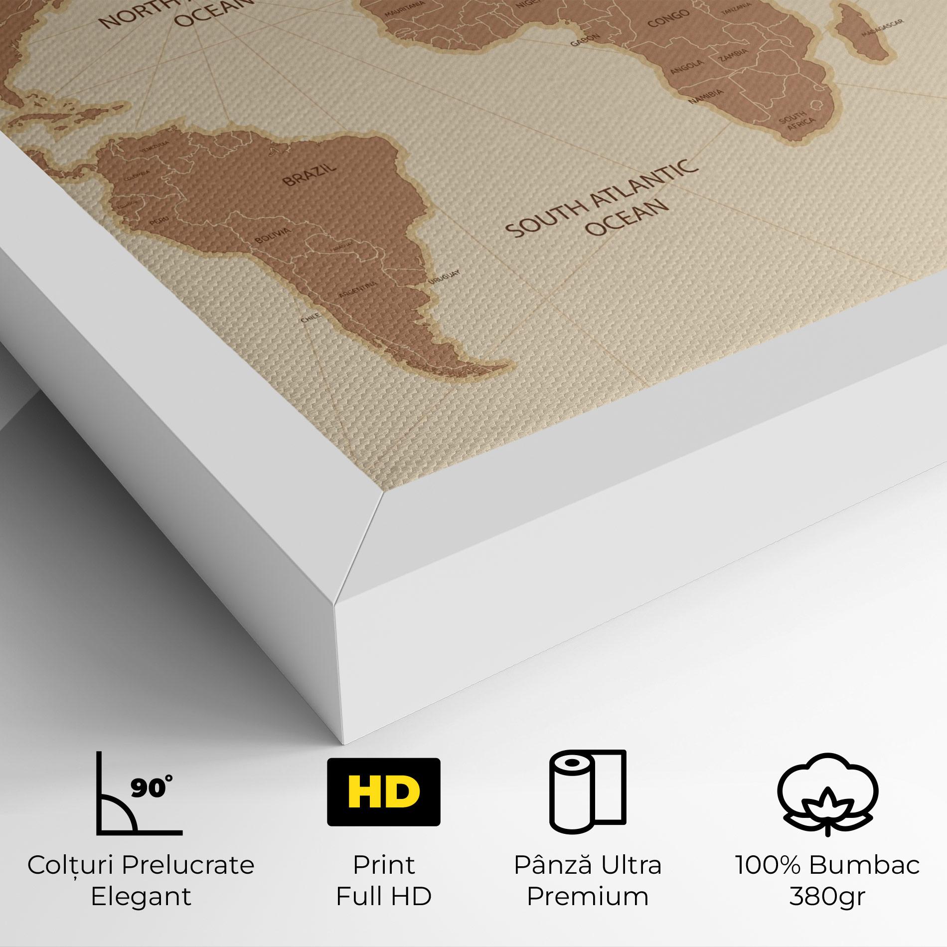 Tablou Canvas Cream Map Vintage mockup 4