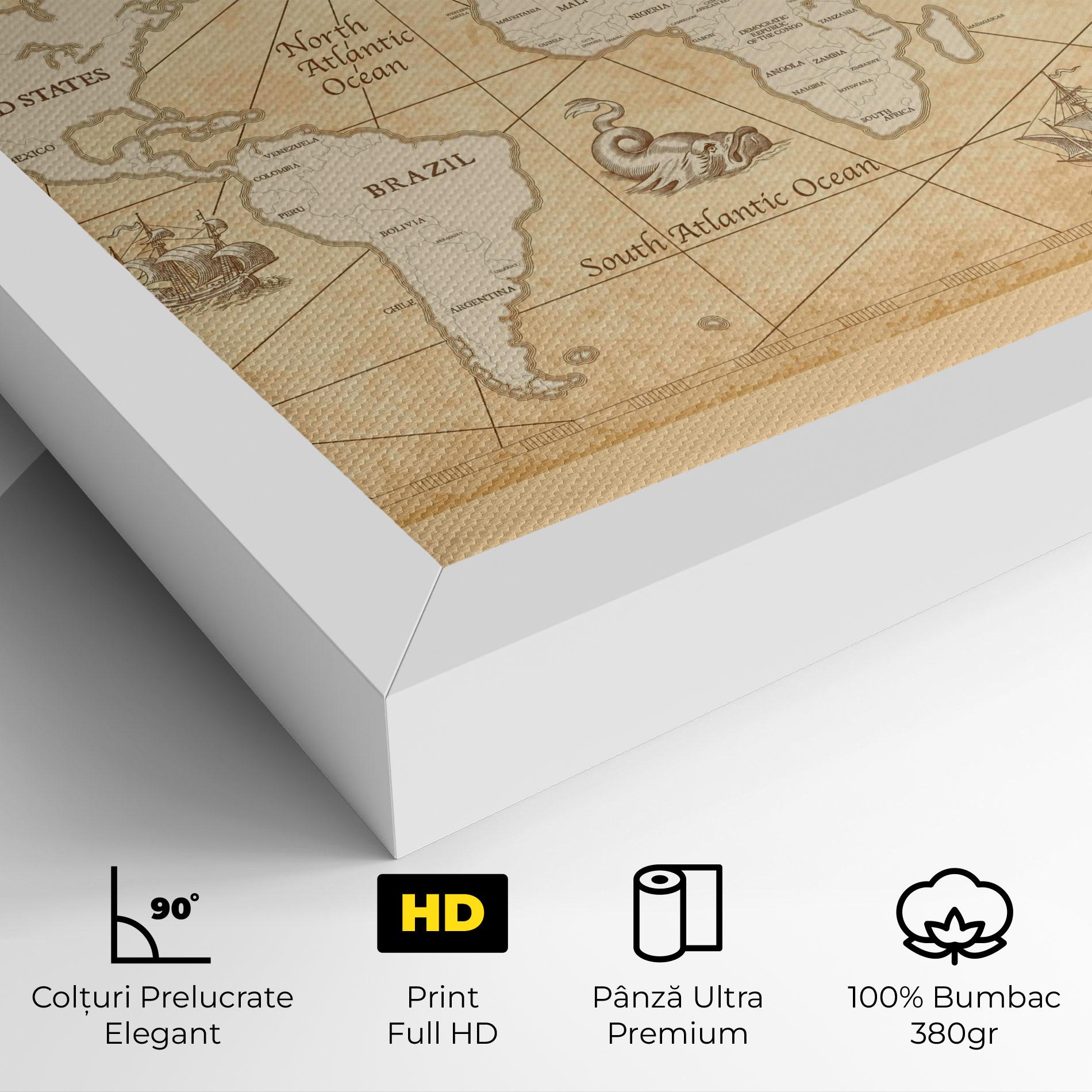 Tablou Canvas Cream Old Map mockup 4