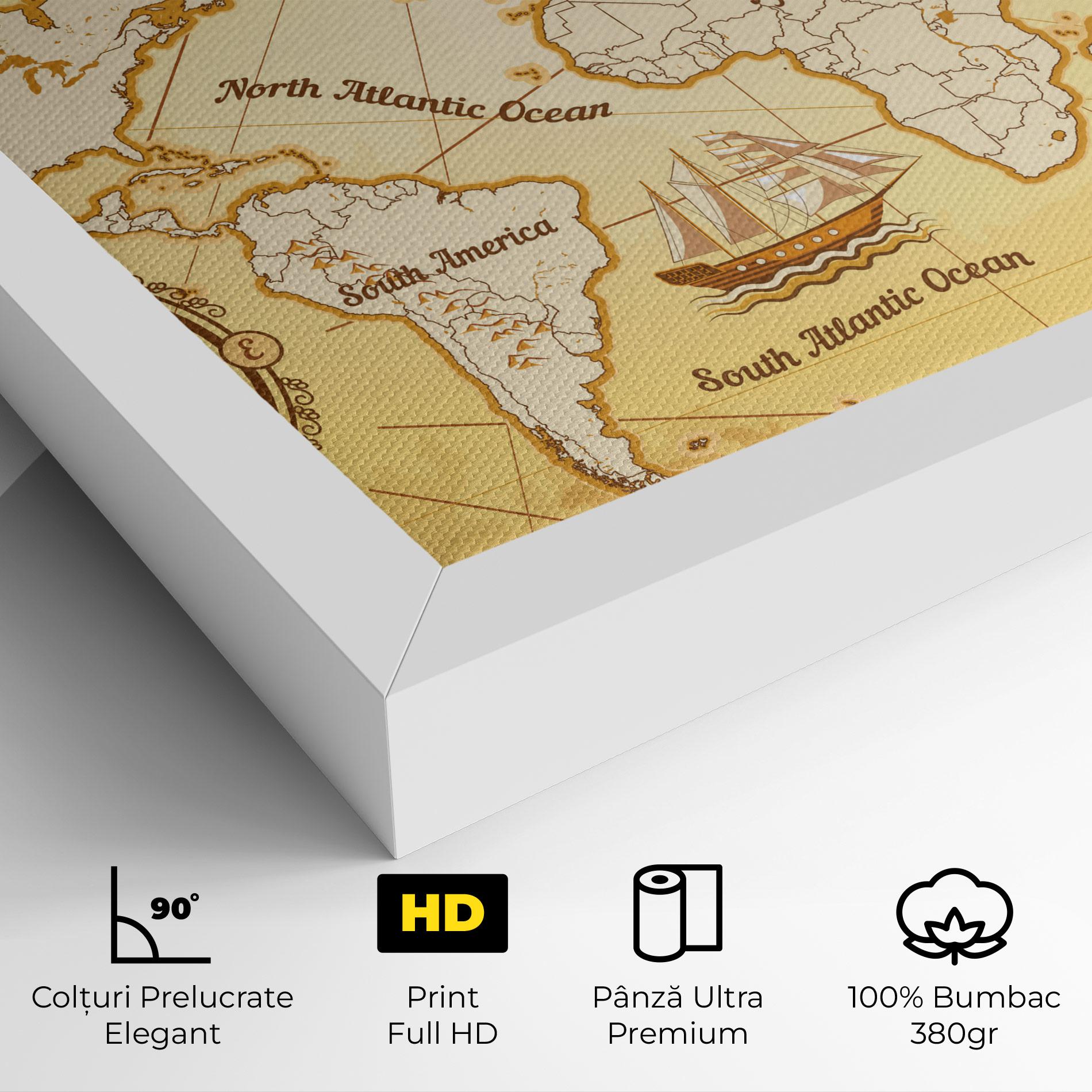 Tablou Canvas Gold Vintage Map mockup 4