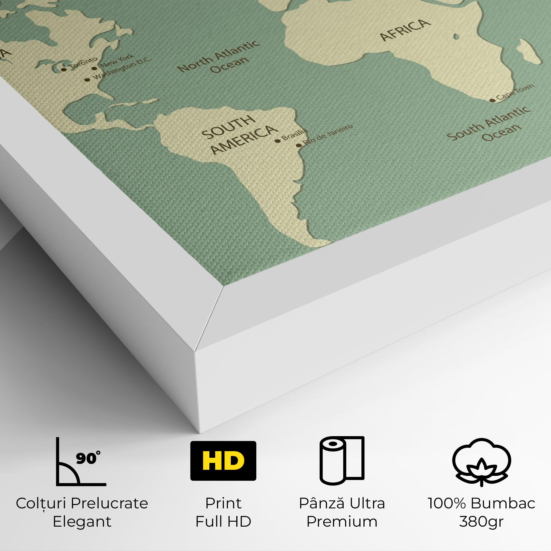 Tablou Canvas Green Cream Map mockup 4