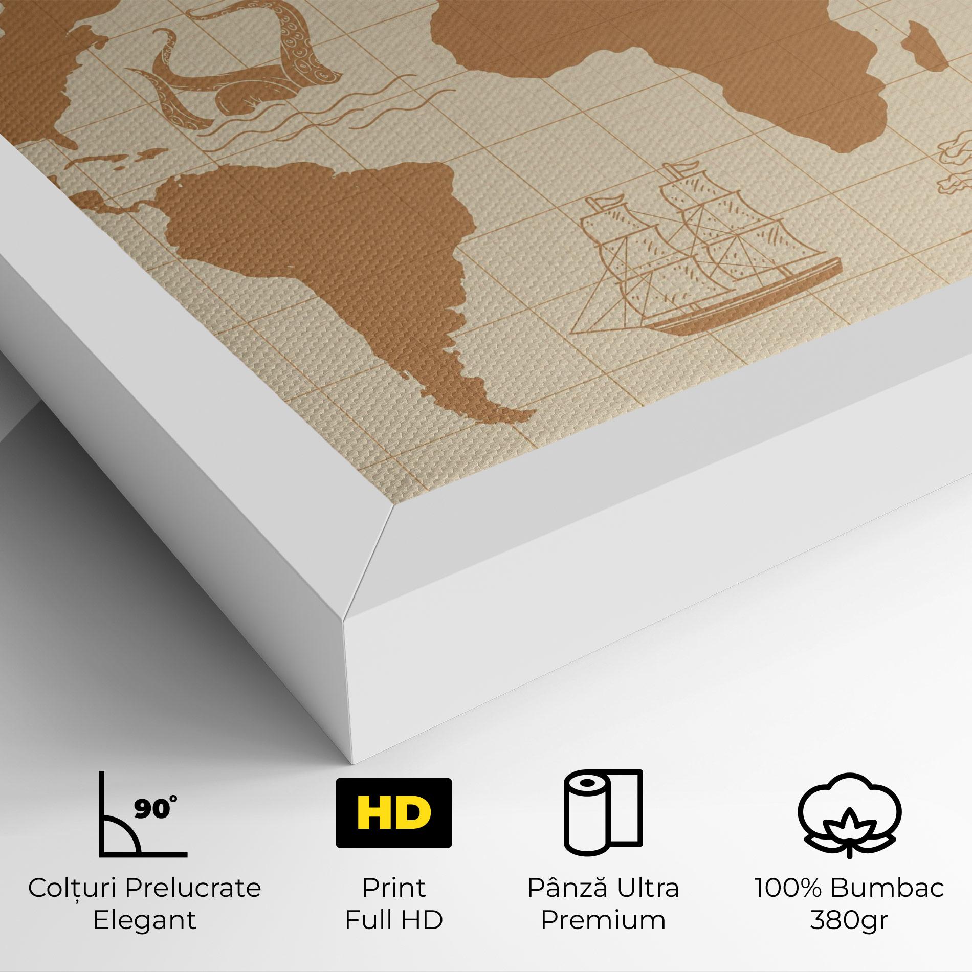 Tablou Canvas Light Cream Map mockup 4