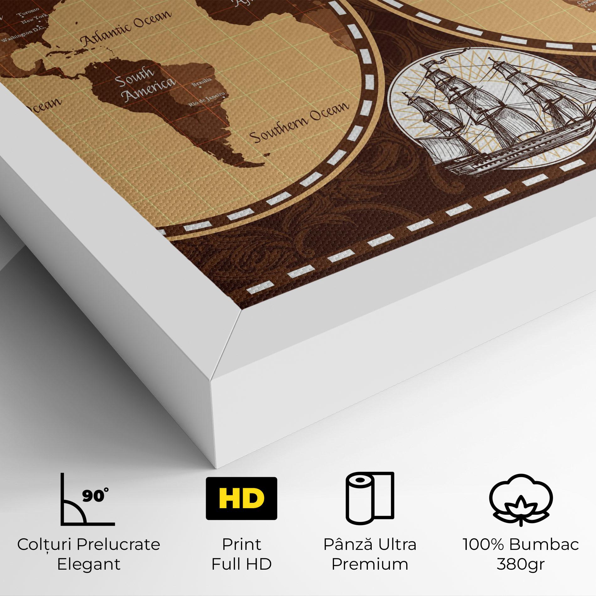 Tablou Canvas Old Brown Map mockup 4