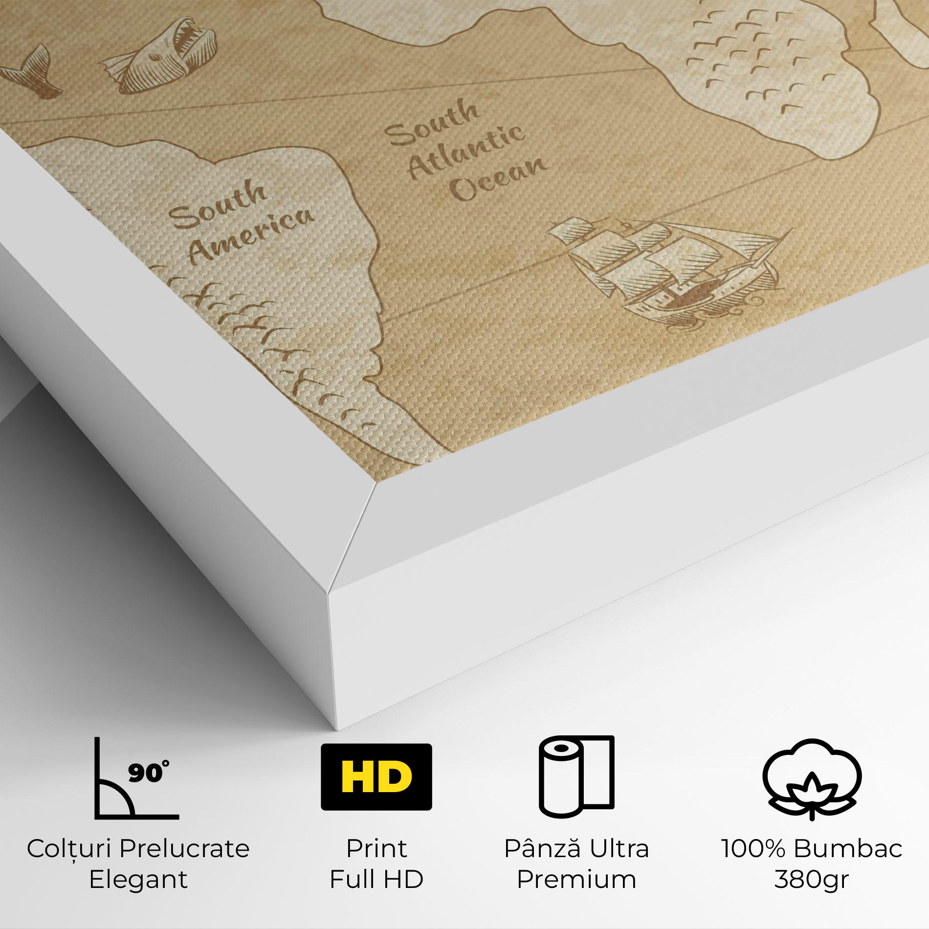 Tablou Canvas Old Continents Map mockup 4