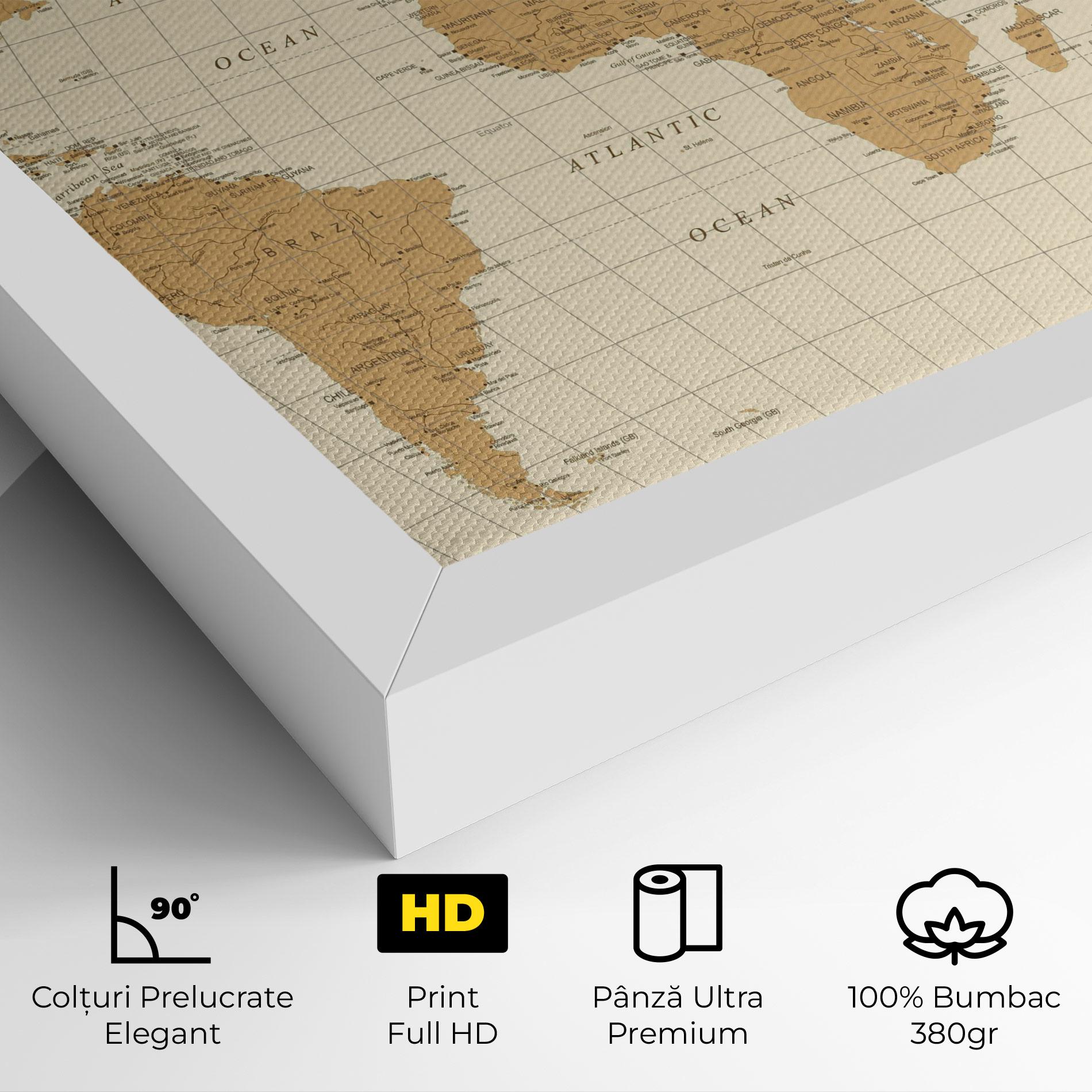 Tablou Canvas Old Map Cream mockup 4