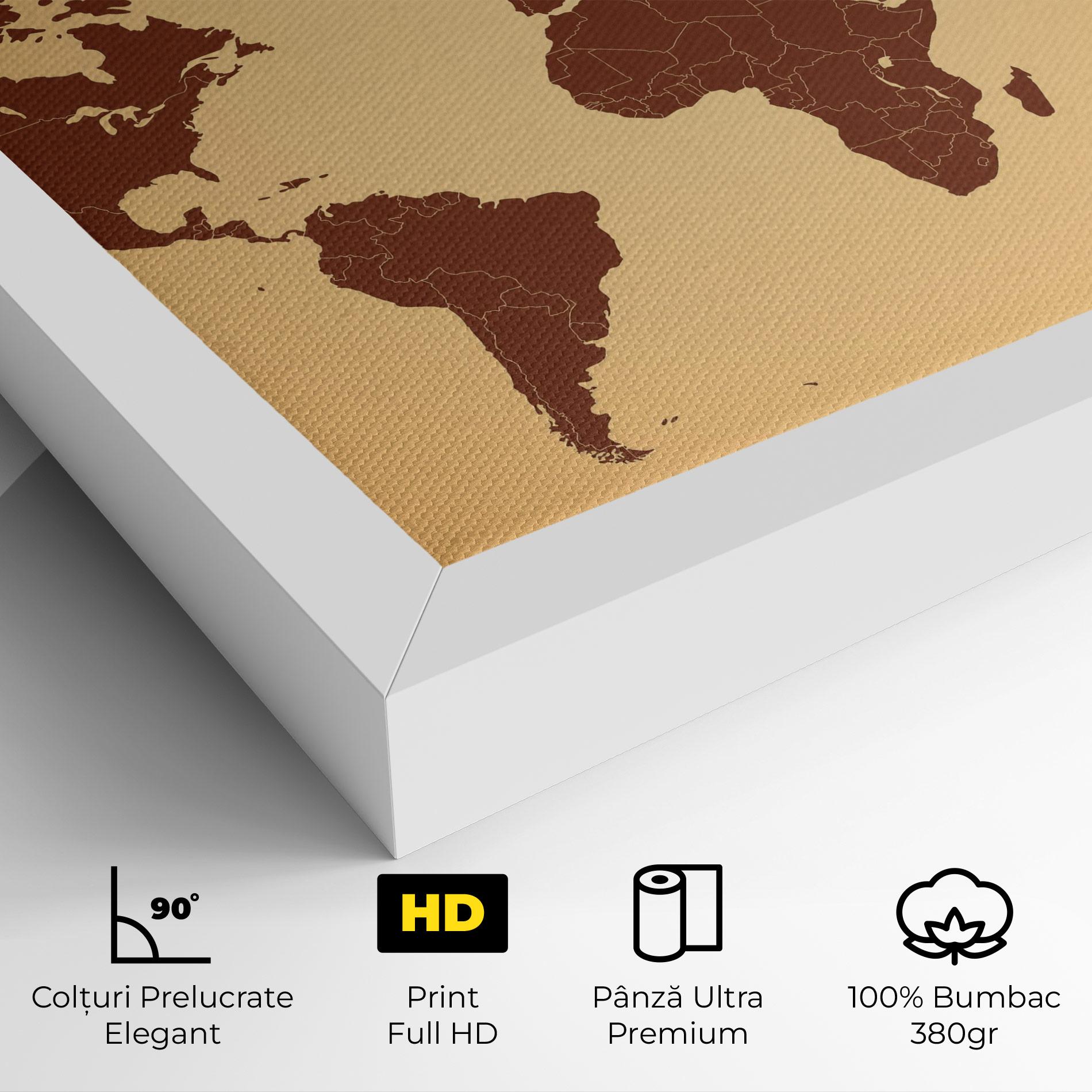 Tablou Canvas Vintage World Map mockup 4