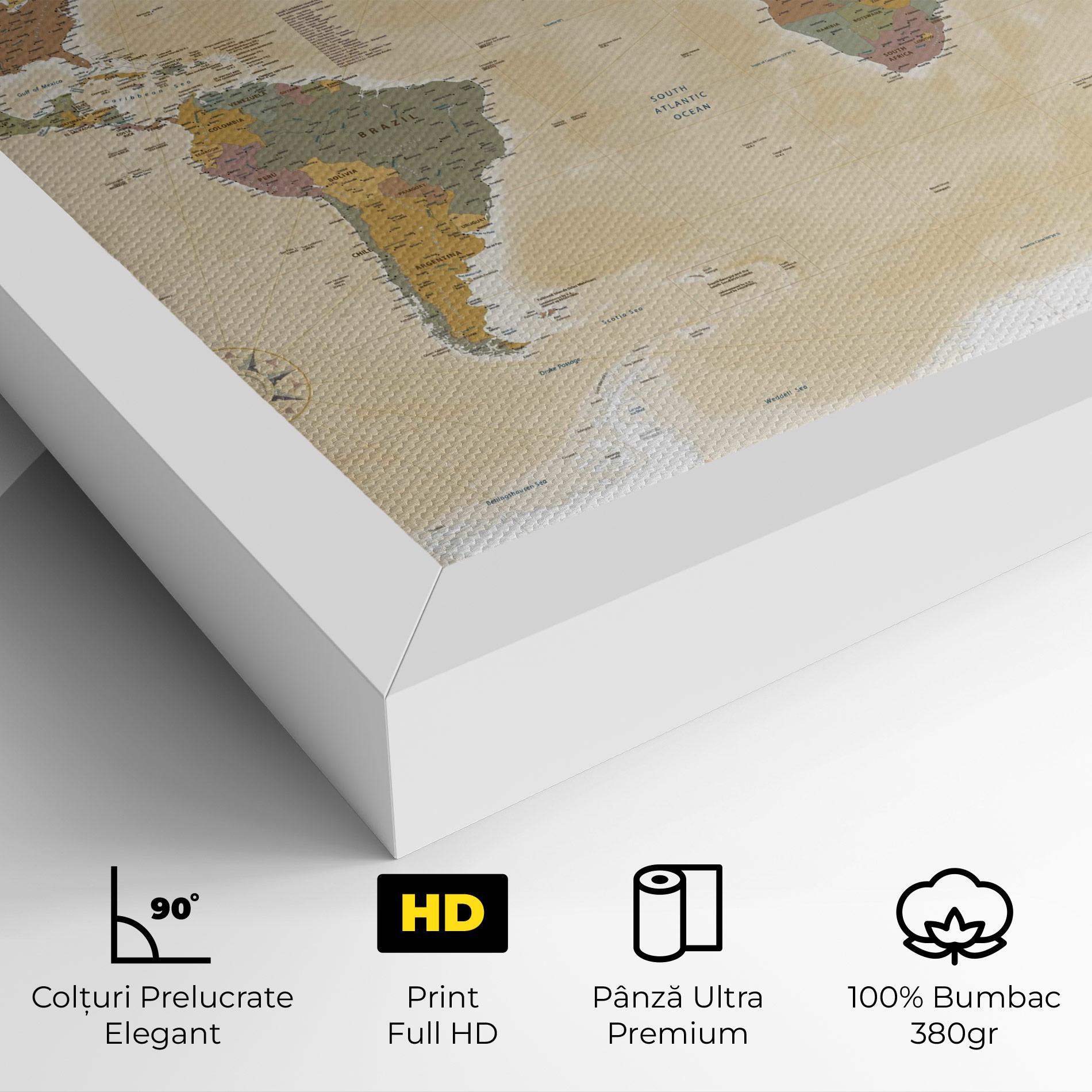 Tablou Canvas World Map Vintage mockup 4