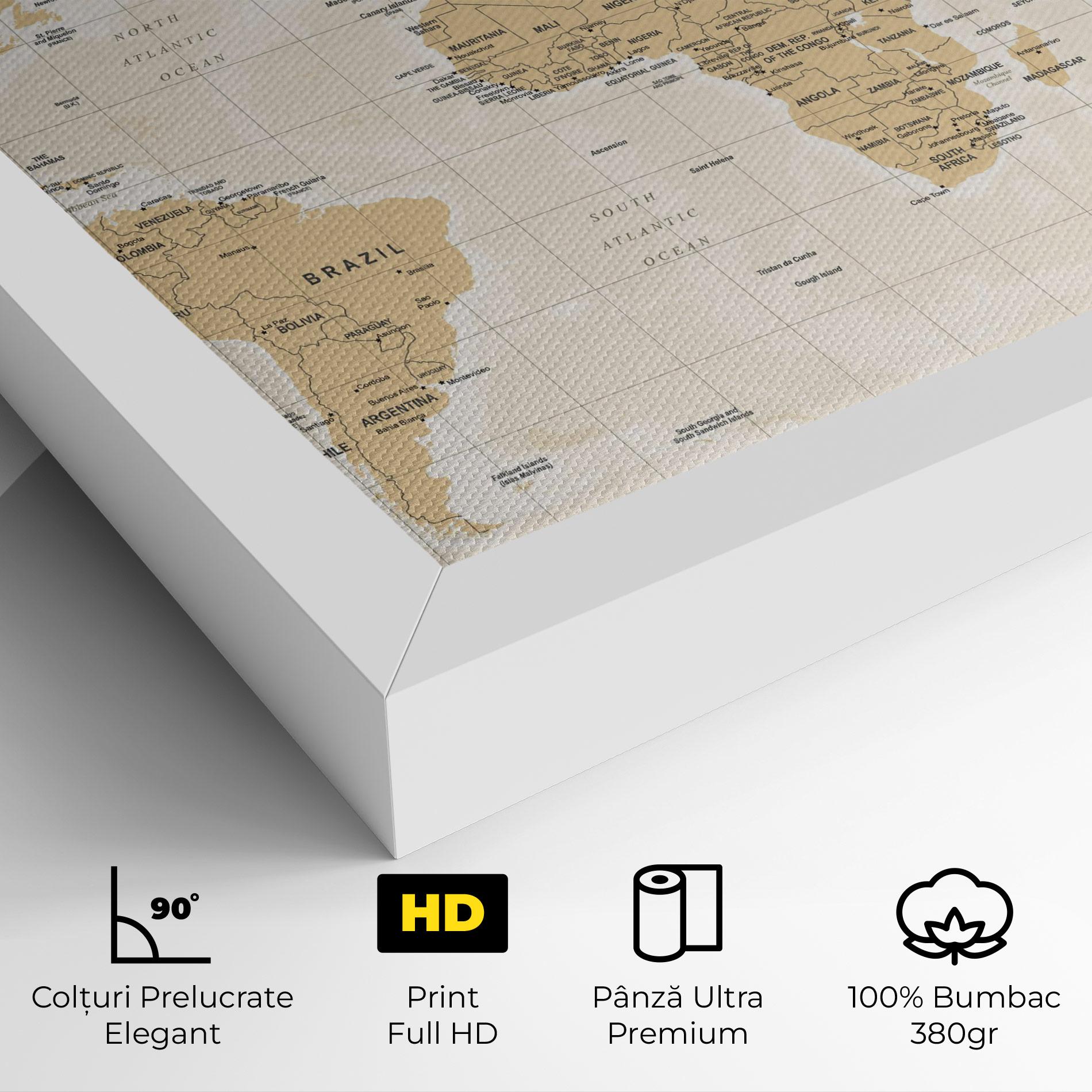 Tablou Canvas World Old Map mockup 4