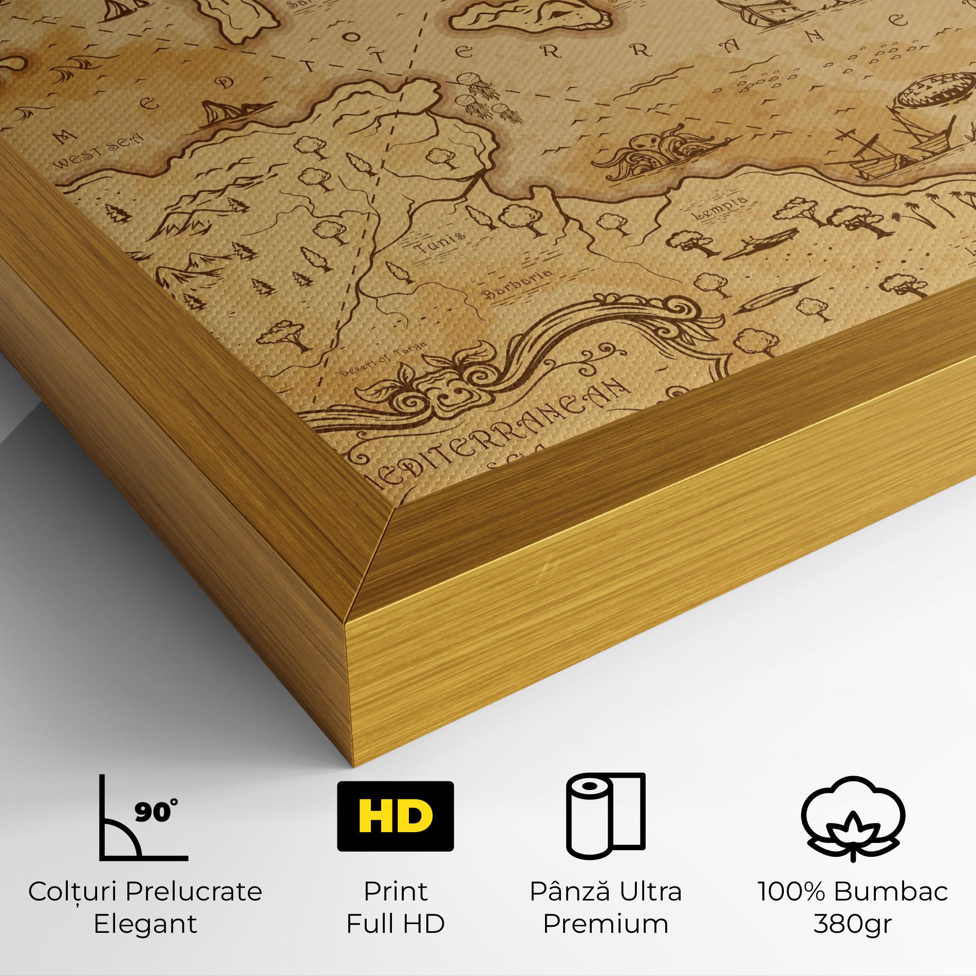 Tablou Canvas Cream Brown Map mockup 4