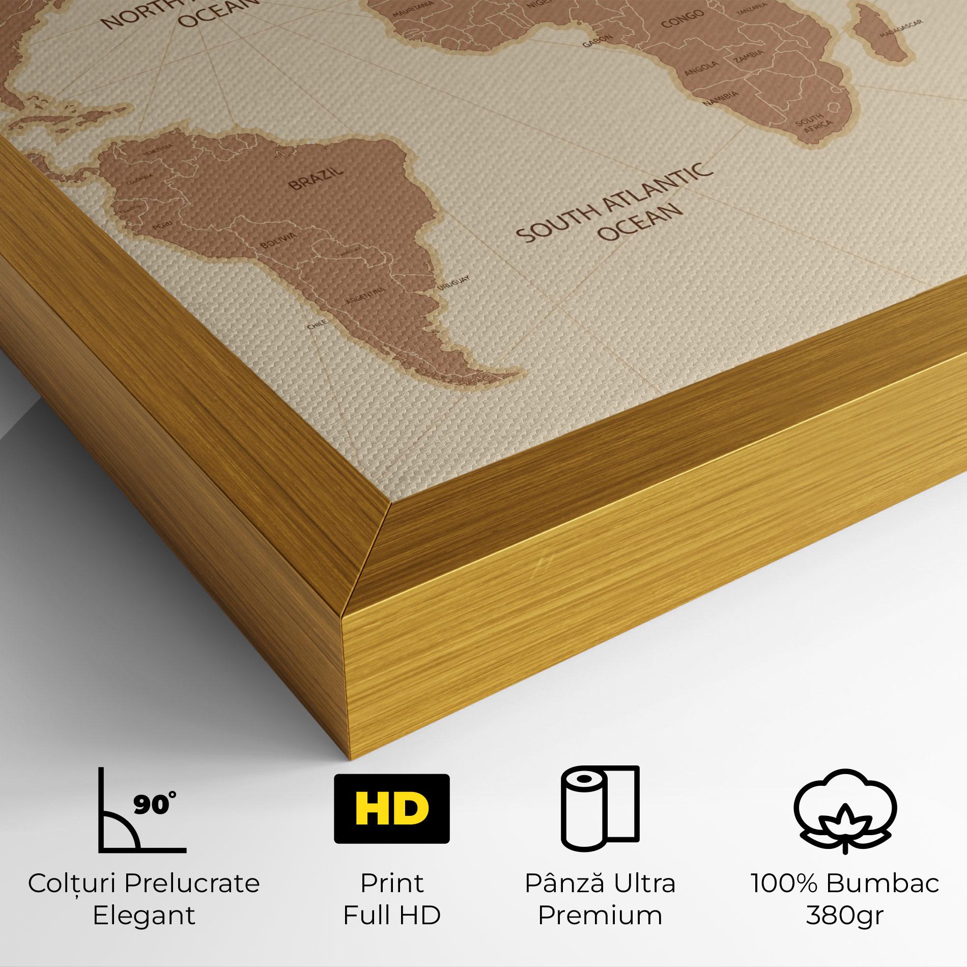 Tablou Canvas Cream Map Vintage mockup 4
