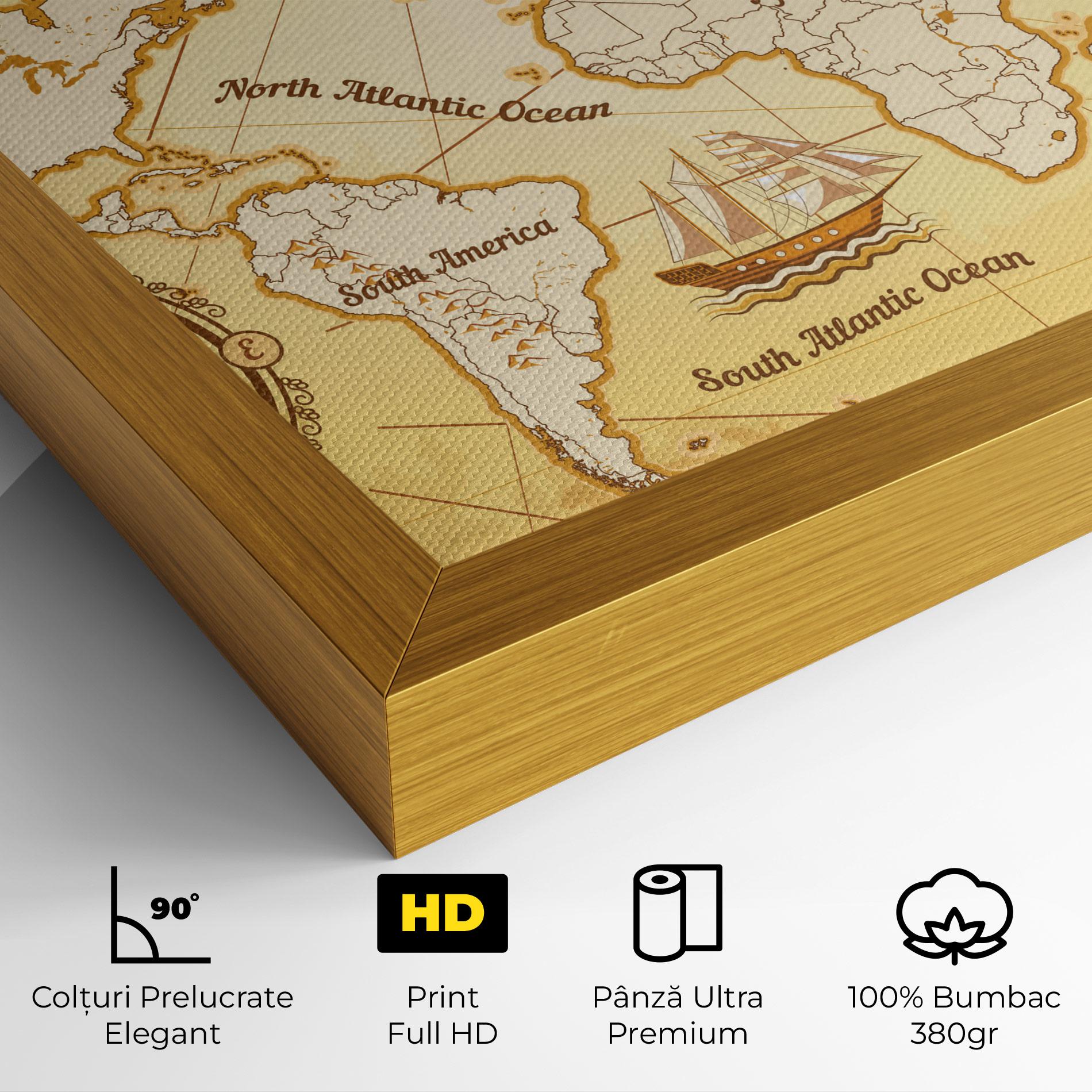 Tablou Canvas Gold Vintage Map mockup 4
