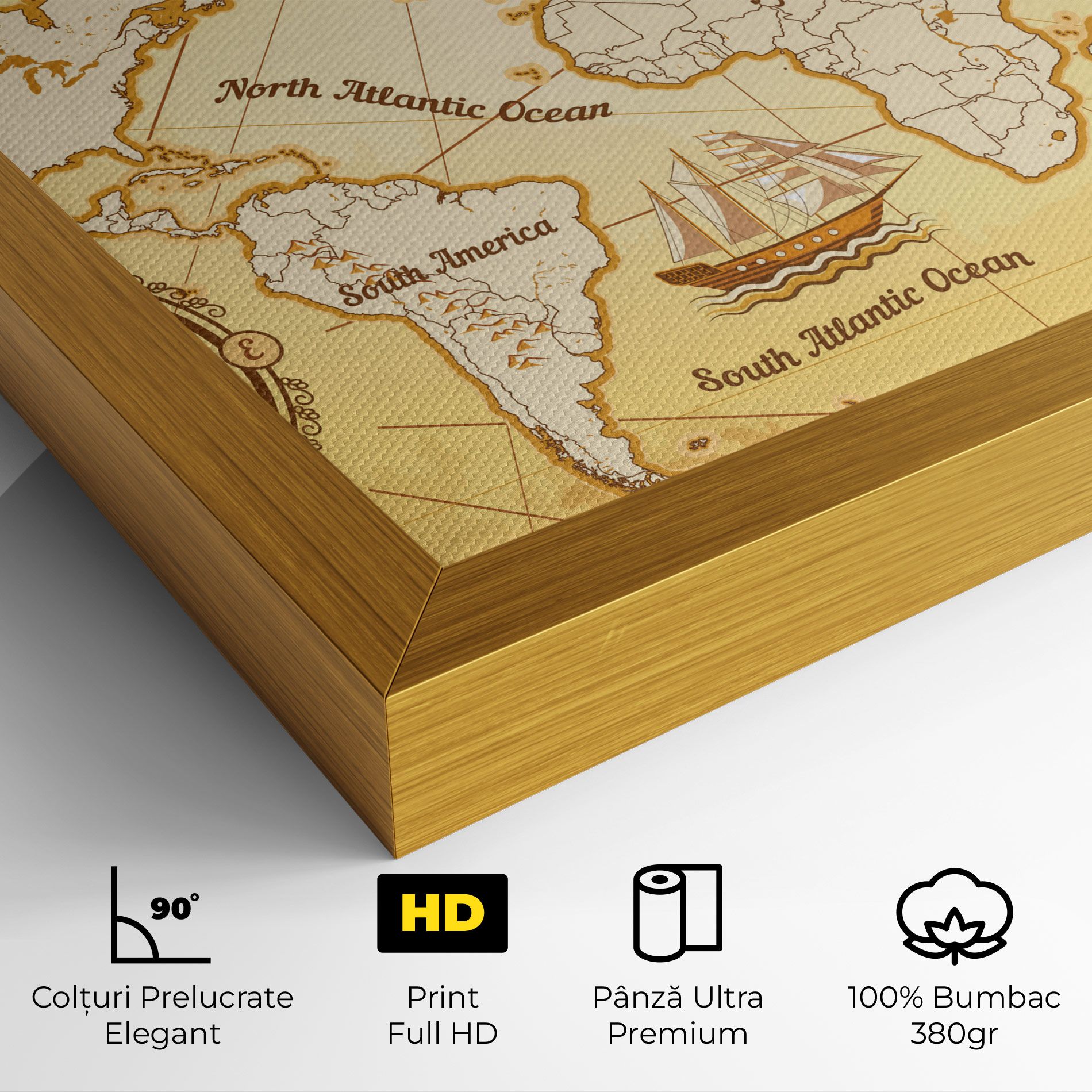 Gold Vintage Map mockup 4