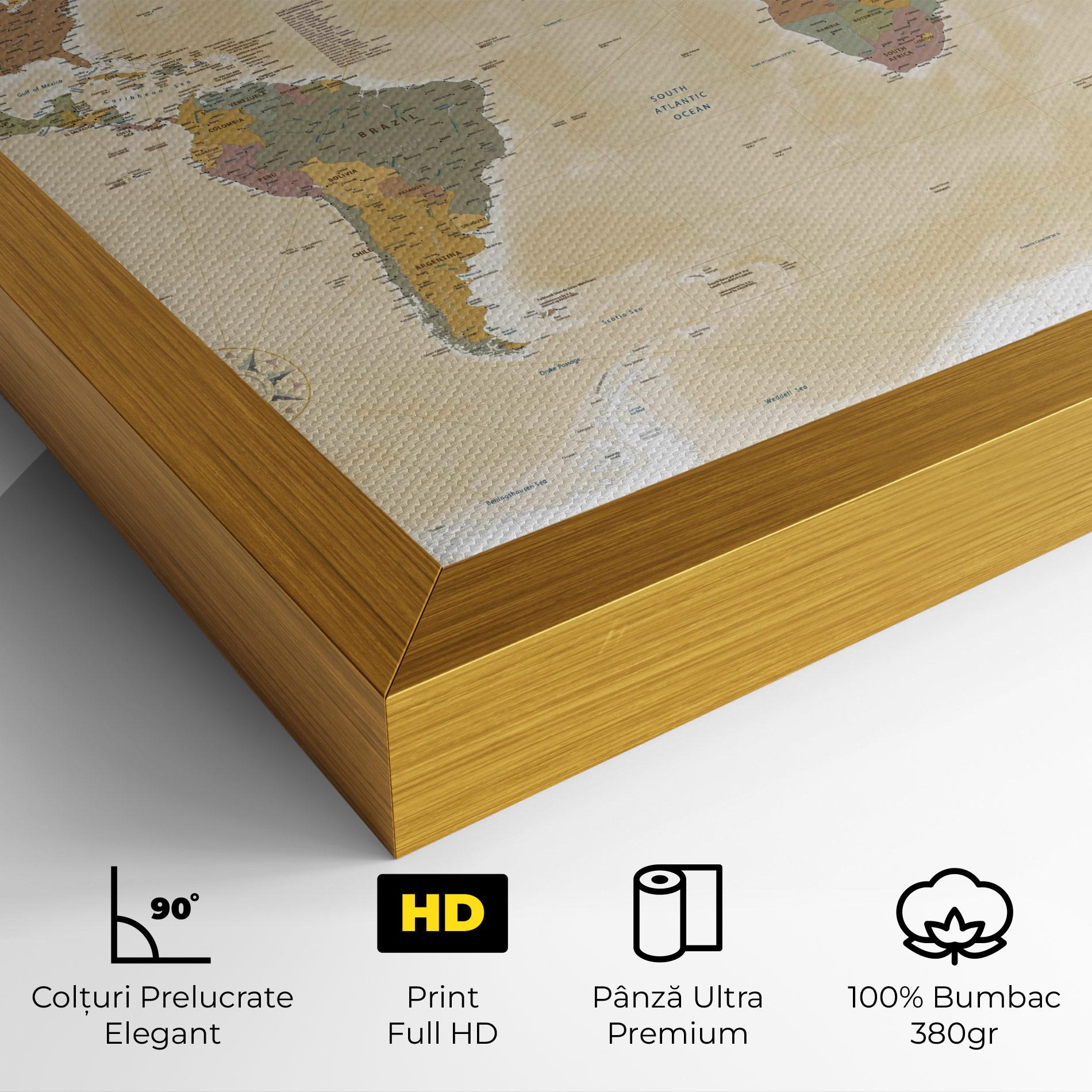 Tablou Canvas World Map Vintage mockup 4