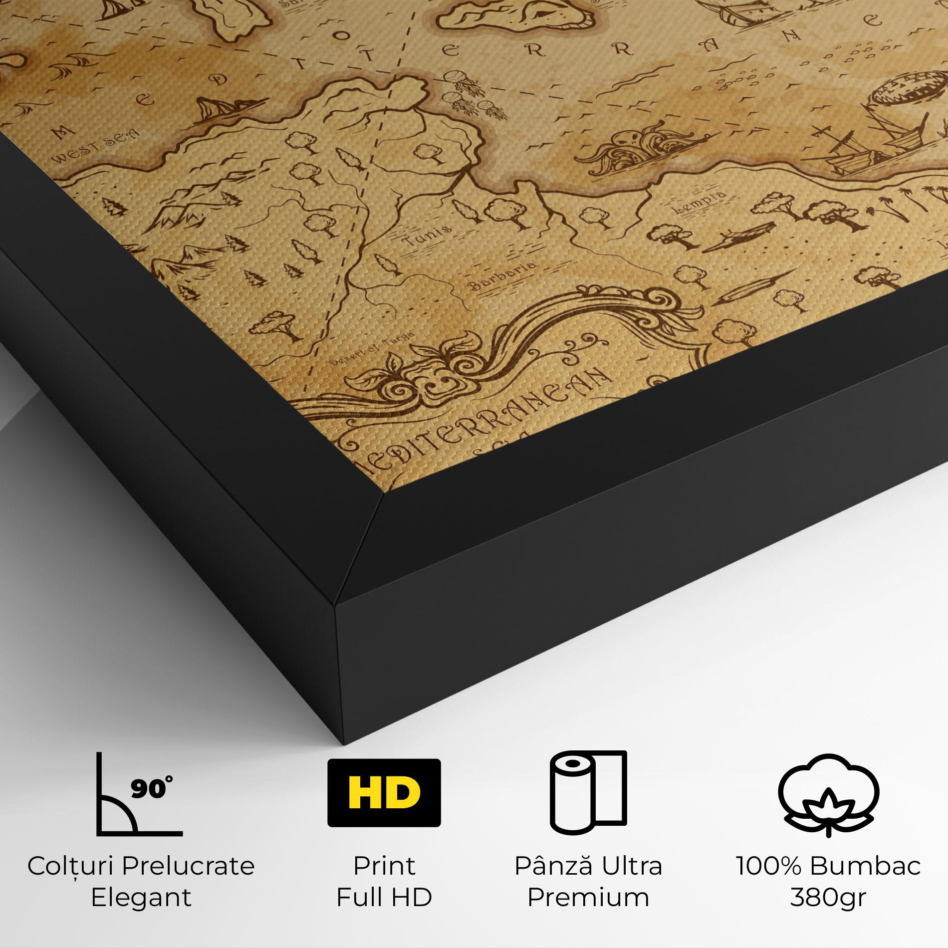 Tablou Canvas Cream Brown Map mockup 4