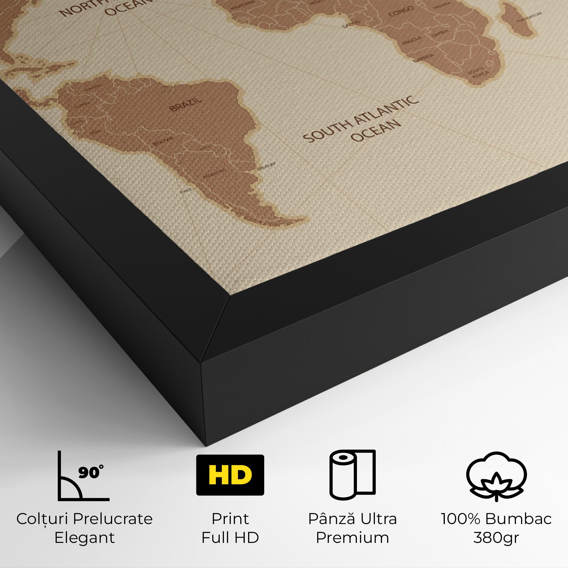 Tablou Canvas Cream Map Vintage mockup 4