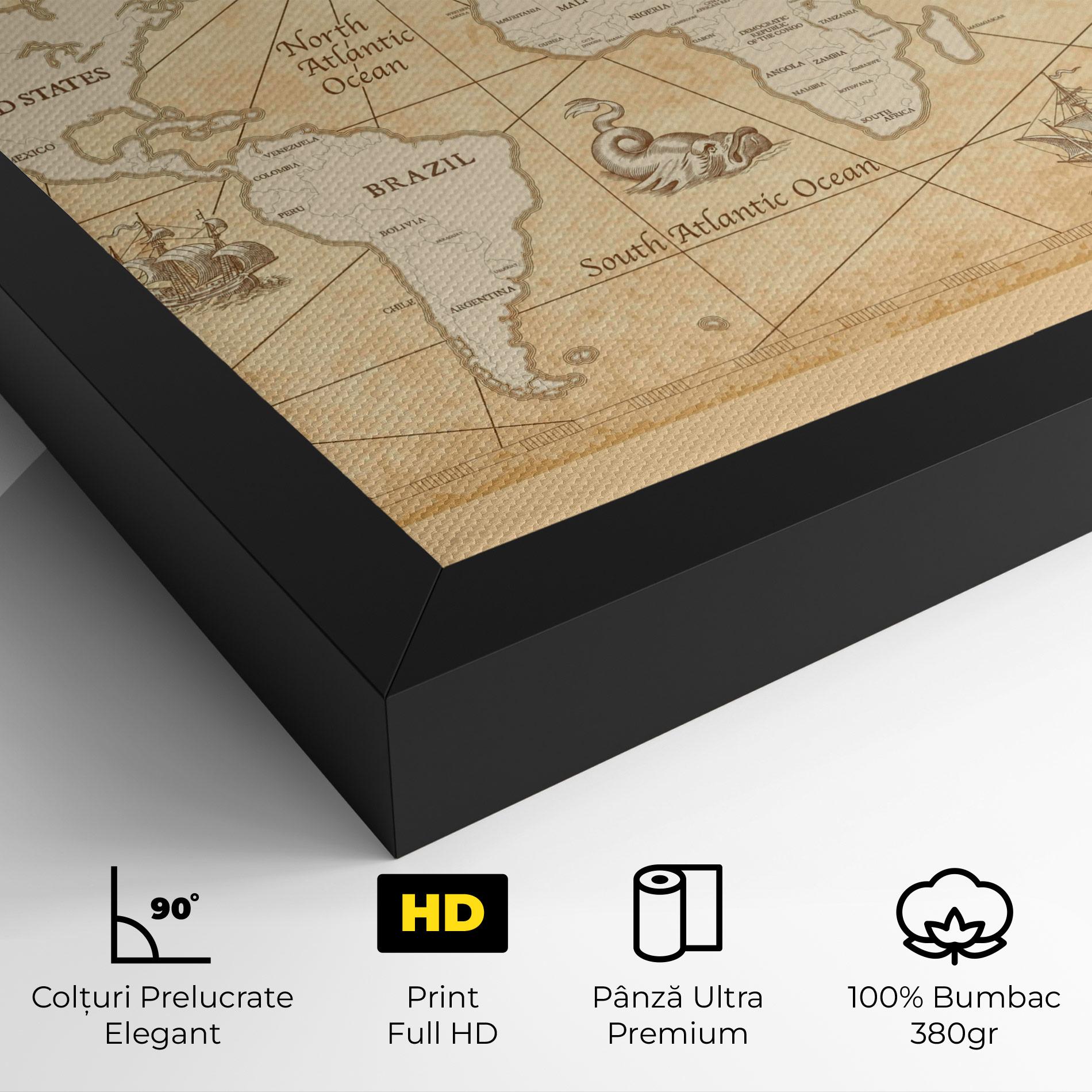 Tablou Canvas Cream Old Map mockup 4