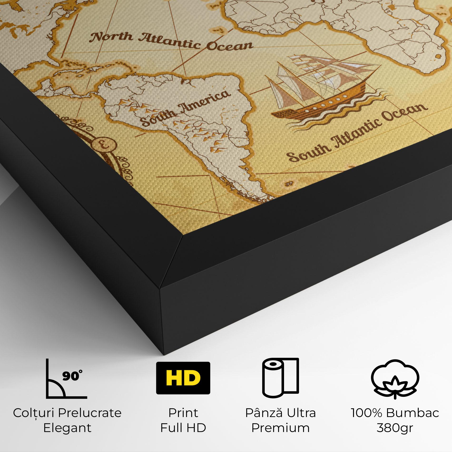 Tablou Canvas Gold Vintage Map mockup 4