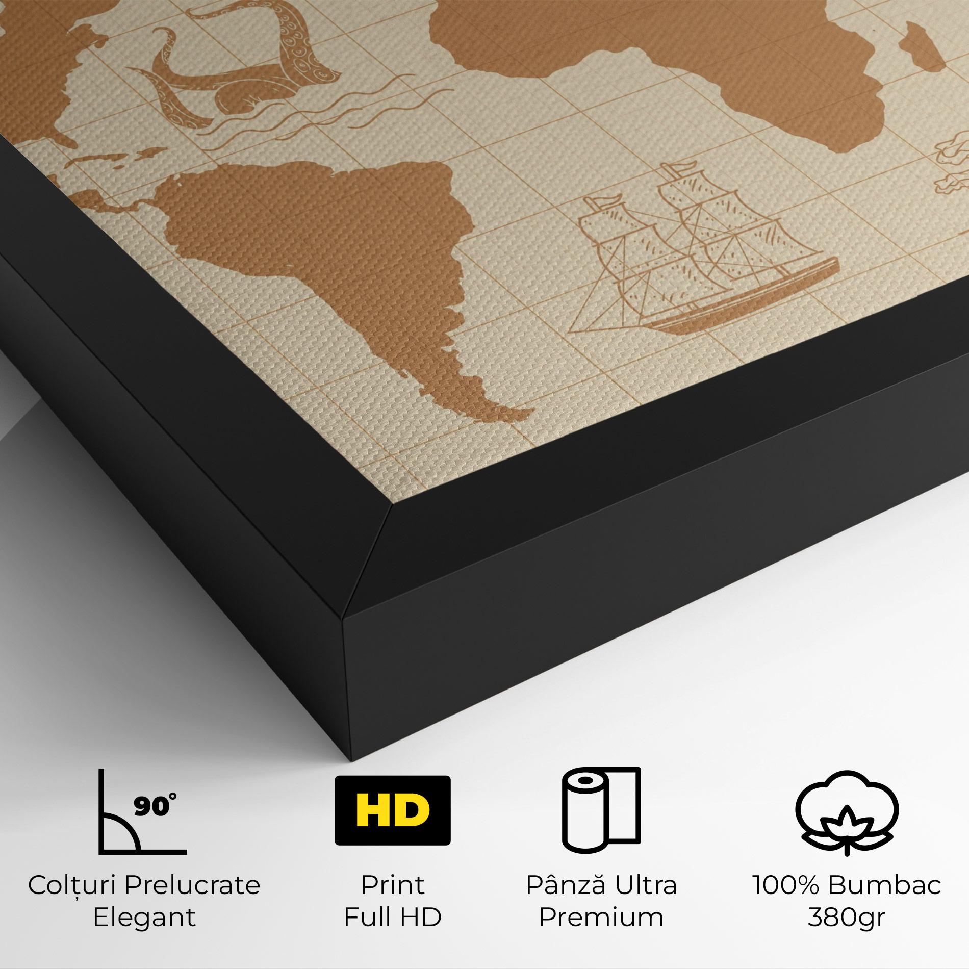 Tablou Canvas Light Cream Map mockup 4