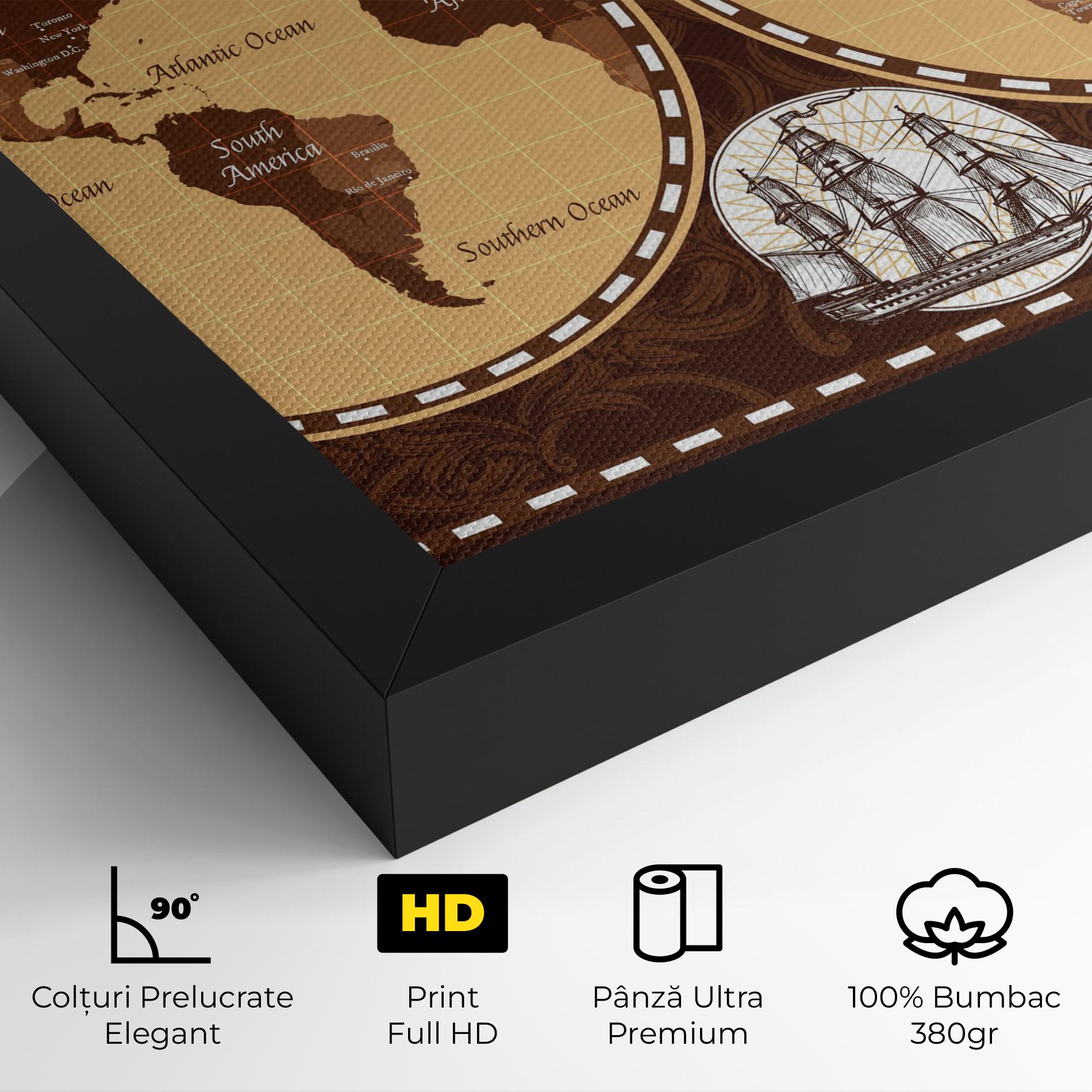 Tablou Canvas Old Brown Map mockup 4