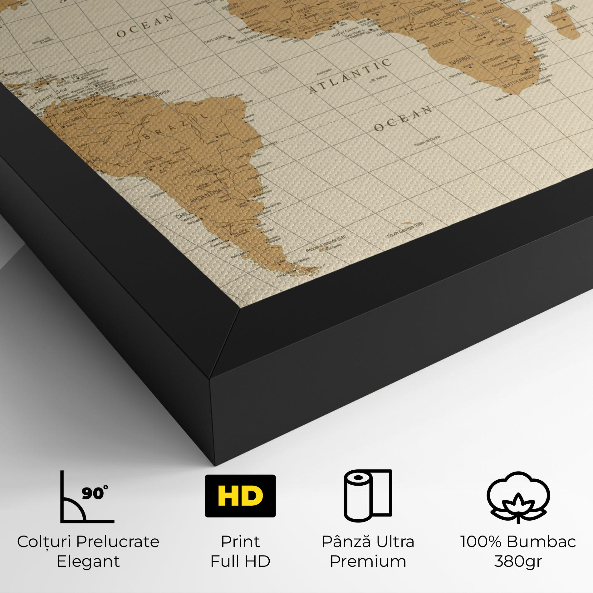 Tablou Canvas Old Map Cream mockup 4
