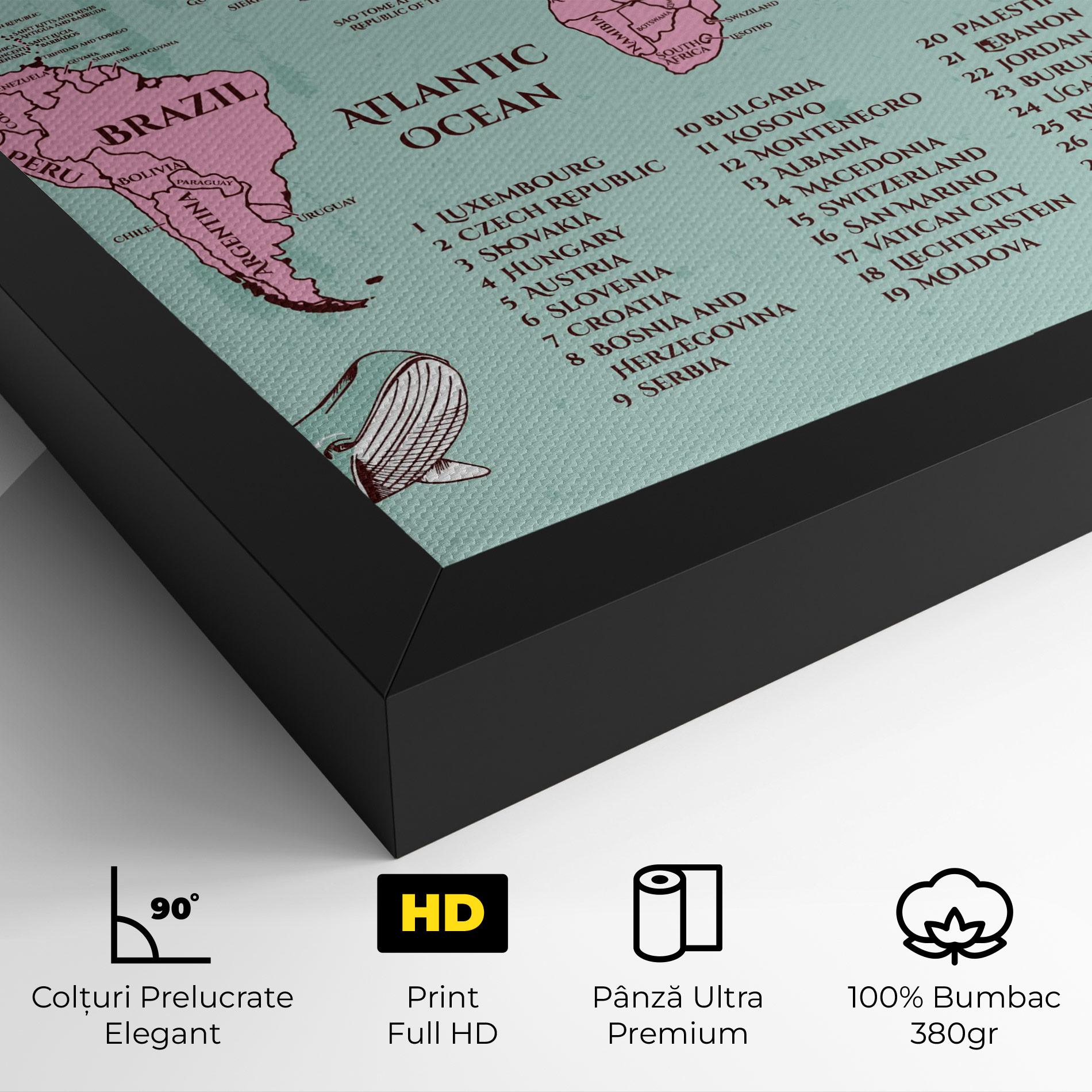 Tablou Canvas Pink Pirate Map mockup 4