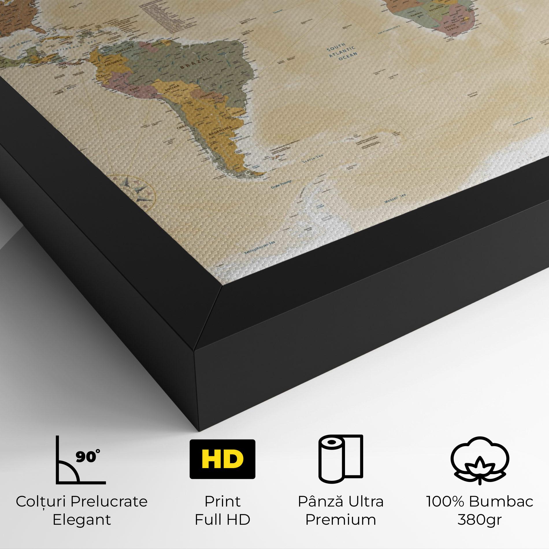 Tablou Canvas World Map Vintage mockup 4