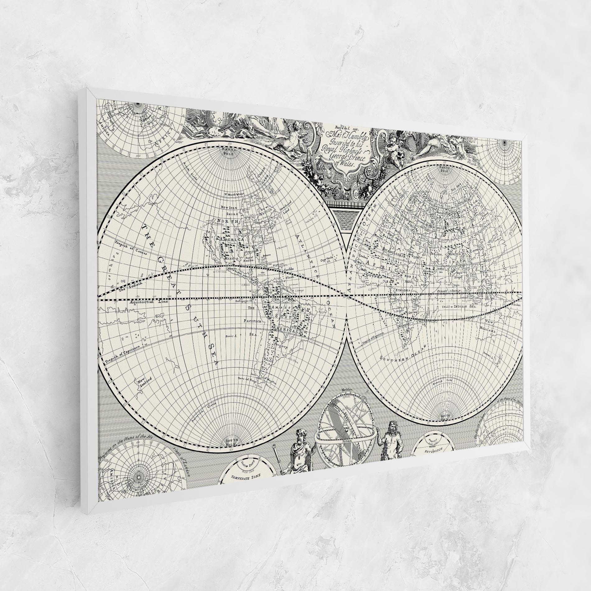 Tablou Canvas Black White Map mockup 1