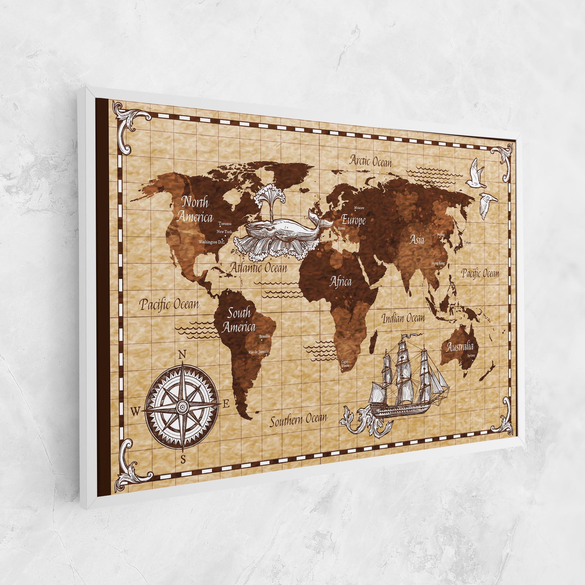 Tablou Canvas Brown Old Map mockup 1