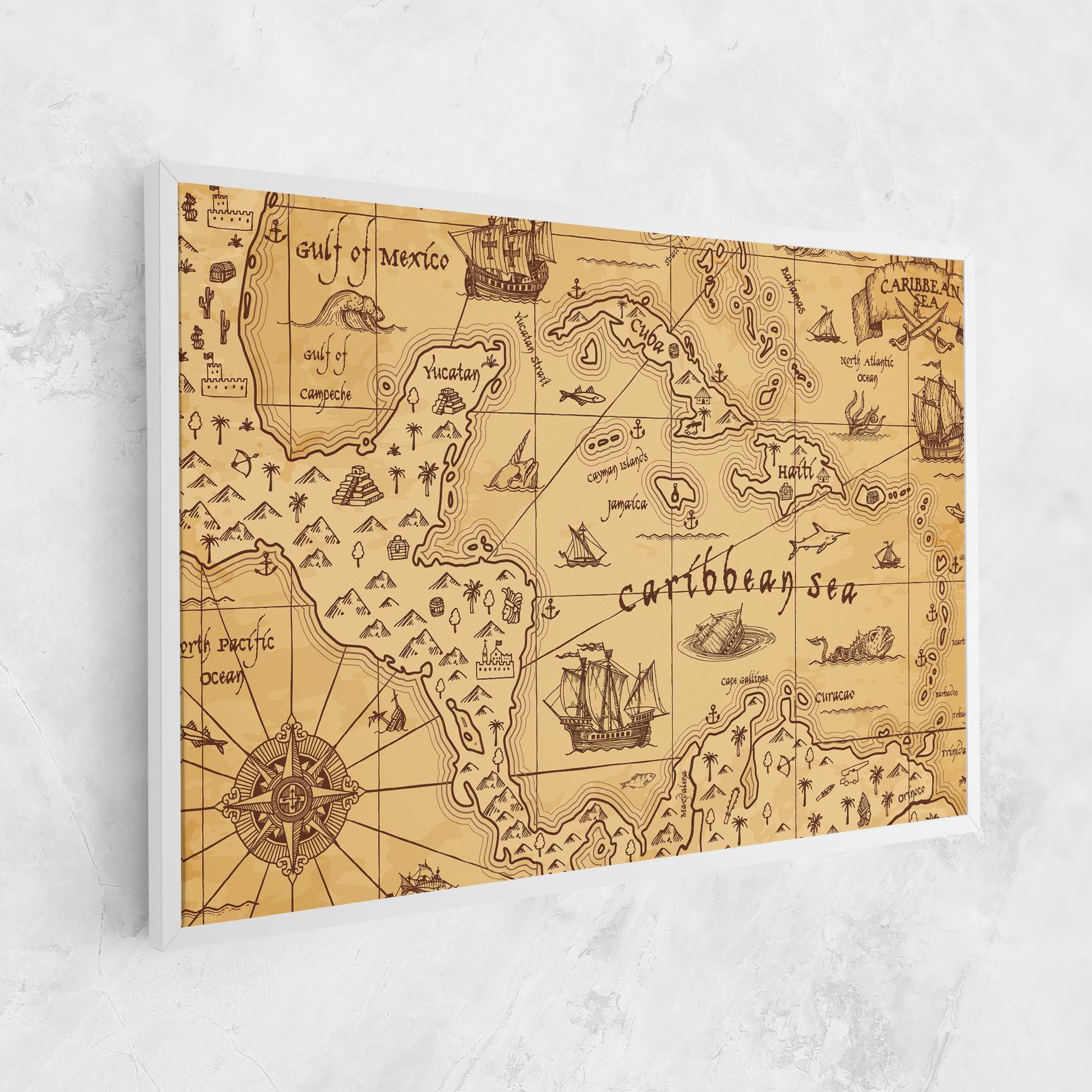Tablou Canvas Caribbean Sea Map mockup 1