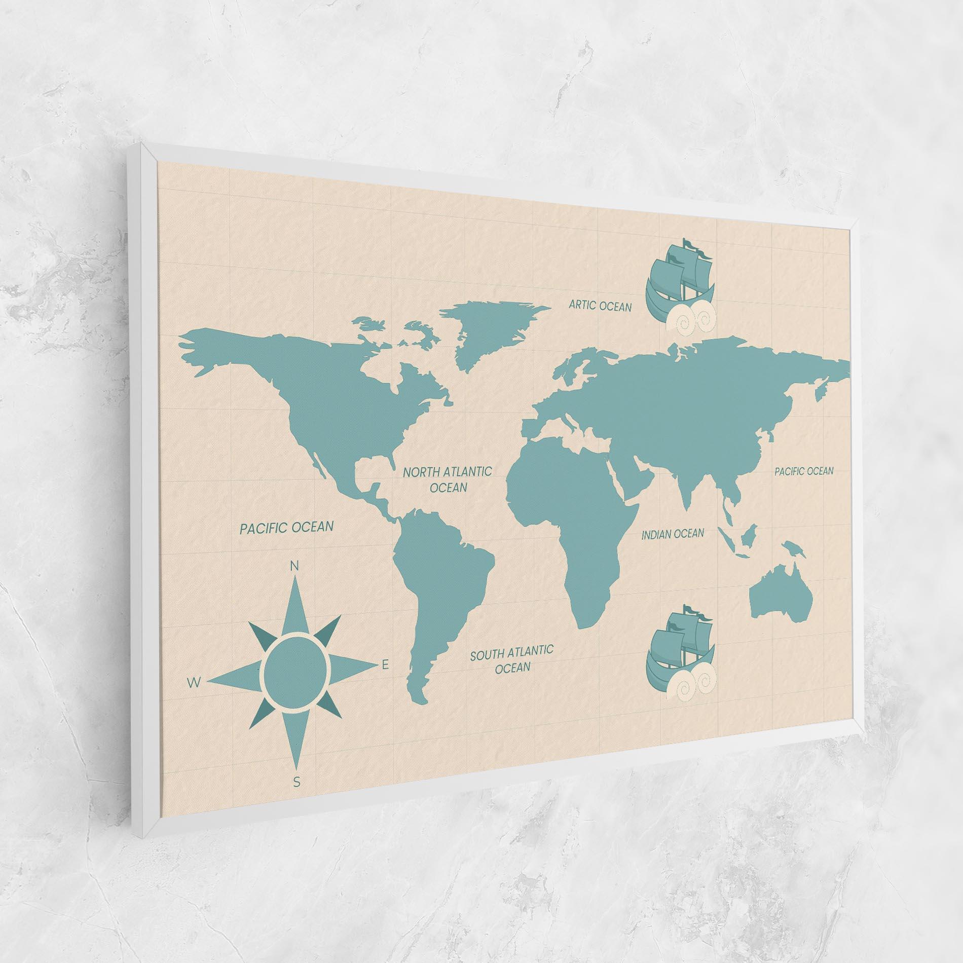 Tablou Canvas Cream Blue Map mockup 1