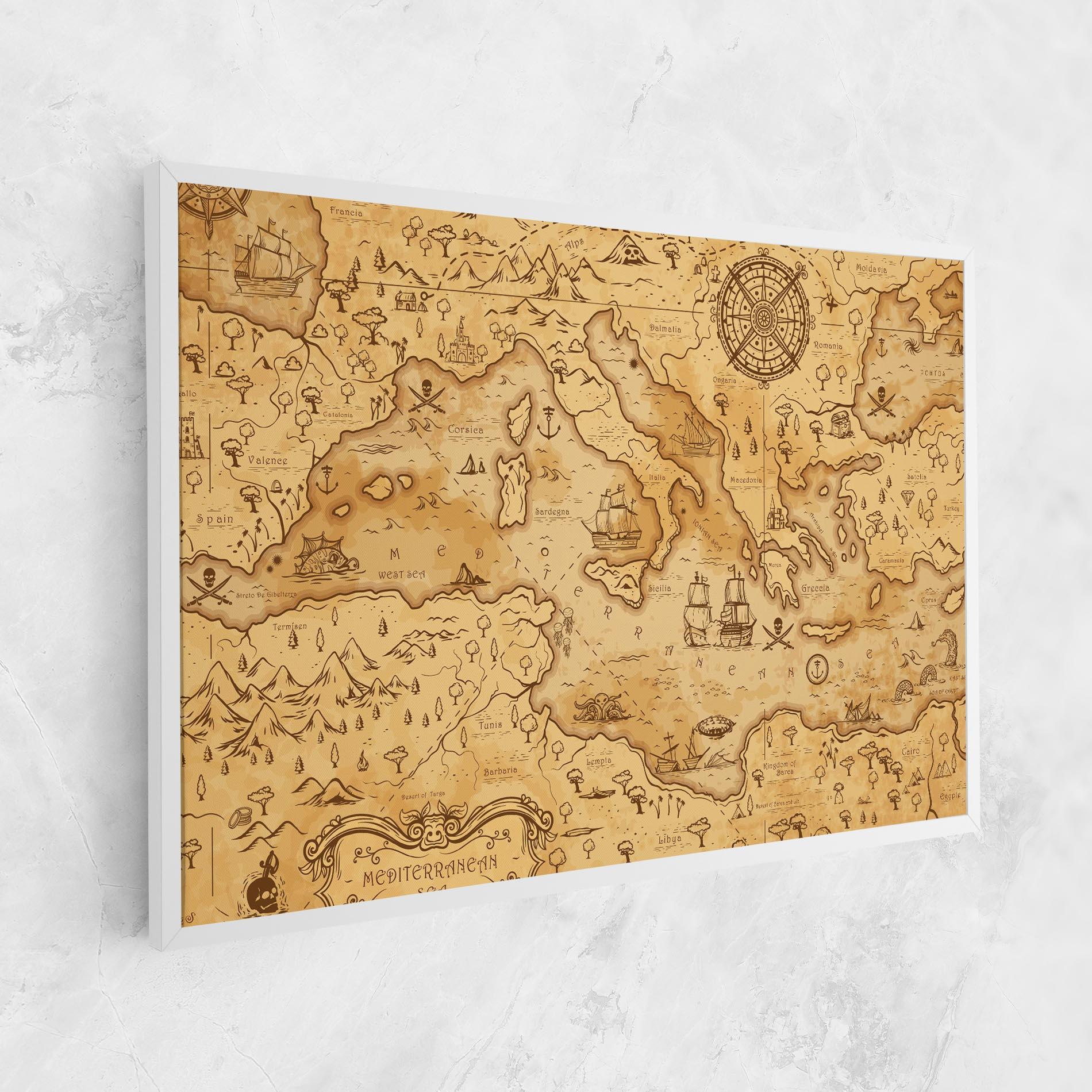 Tablou Canvas Cream Brown Map mockup 1