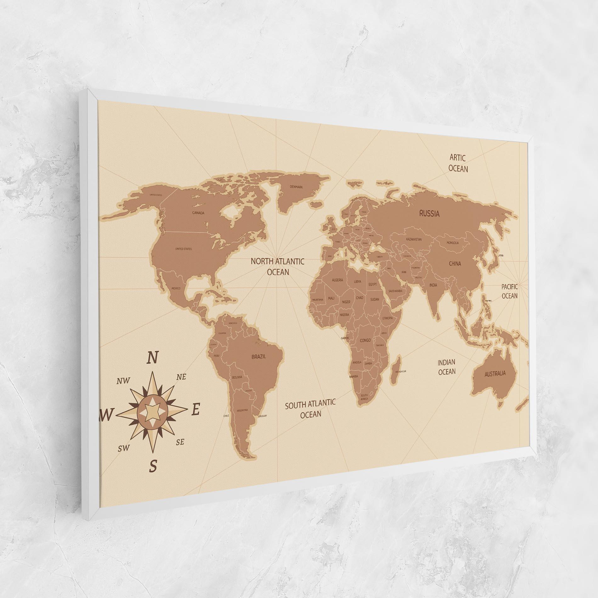 Tablou Canvas Cream Map Vintage mockup 1