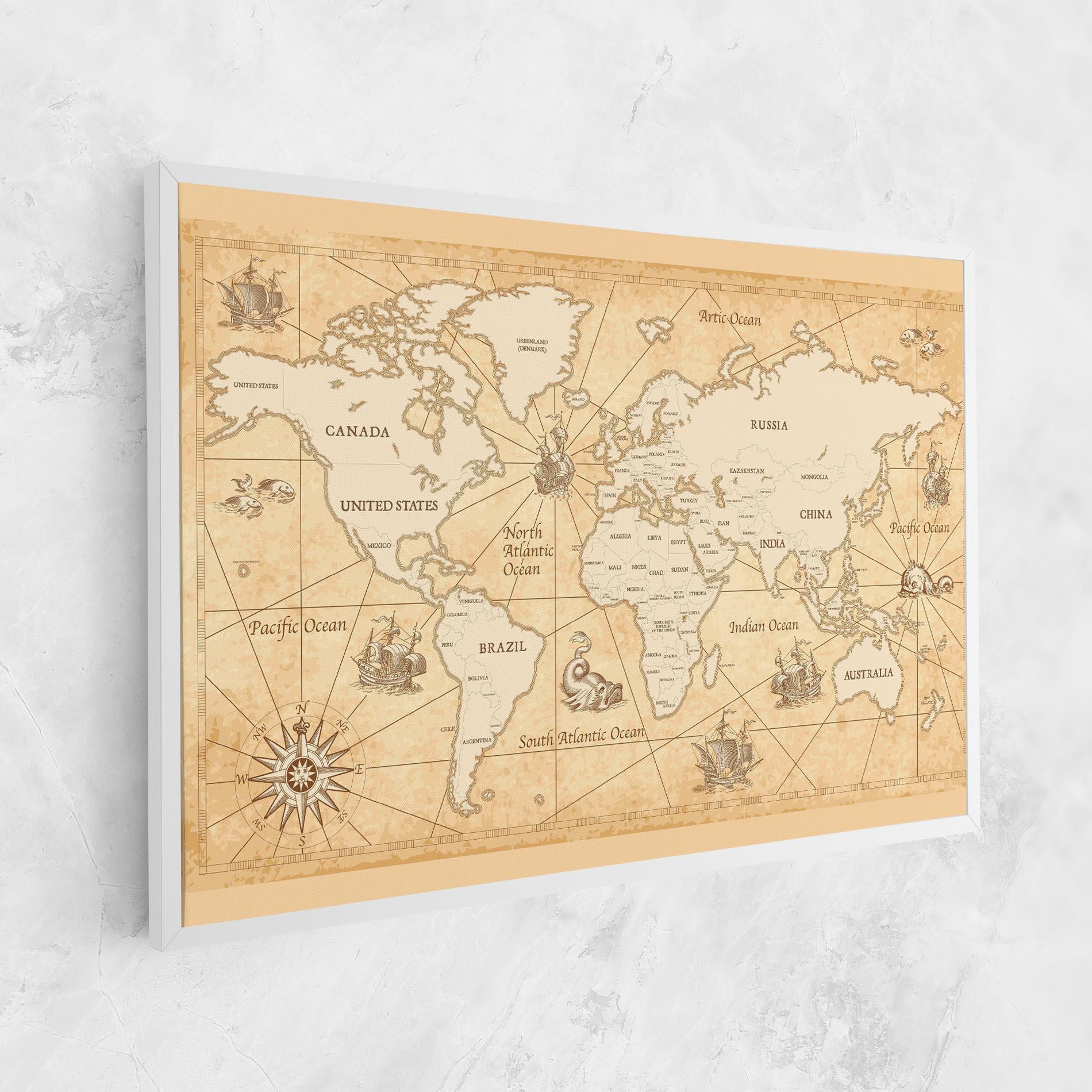 Tablou Canvas Cream Old Map mockup 1