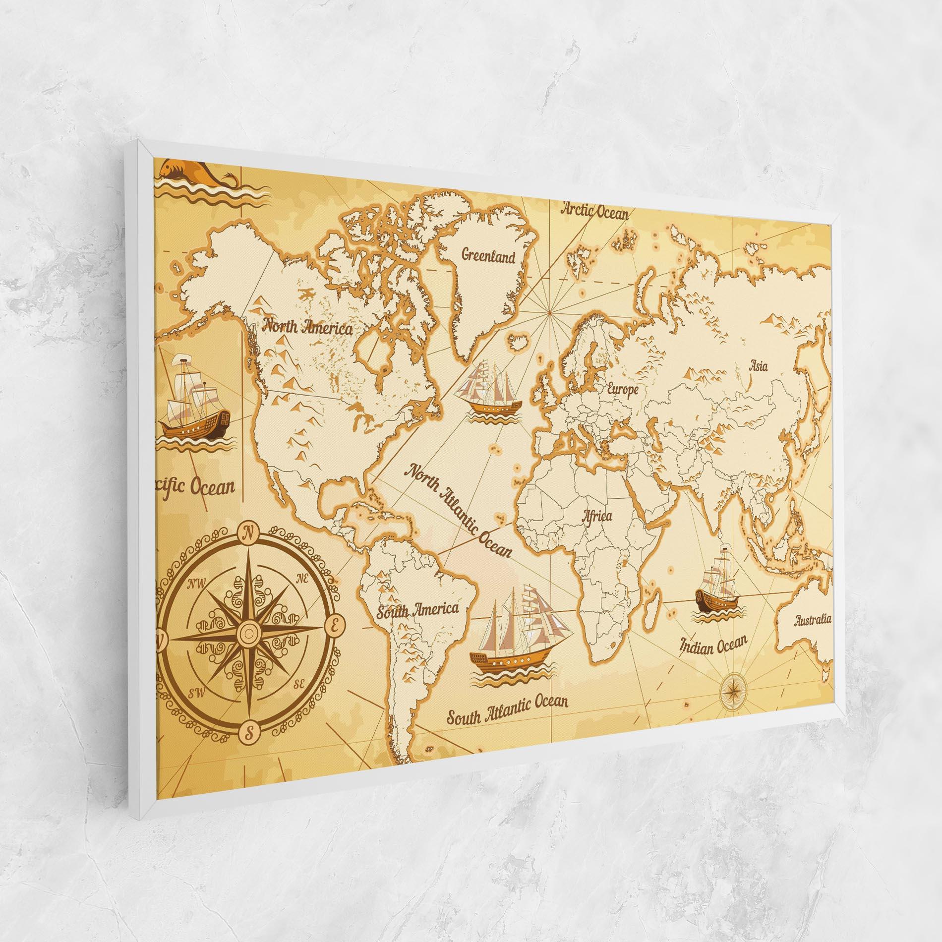 Tablou Canvas Gold Old Map mockup 1