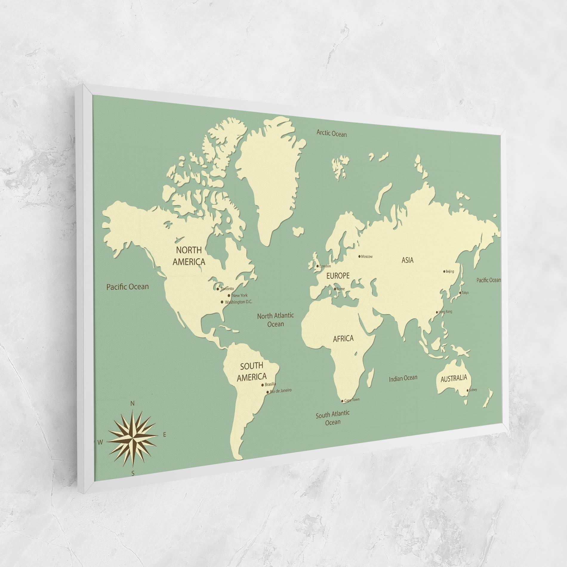 Tablou Canvas Green Cream Map mockup 1