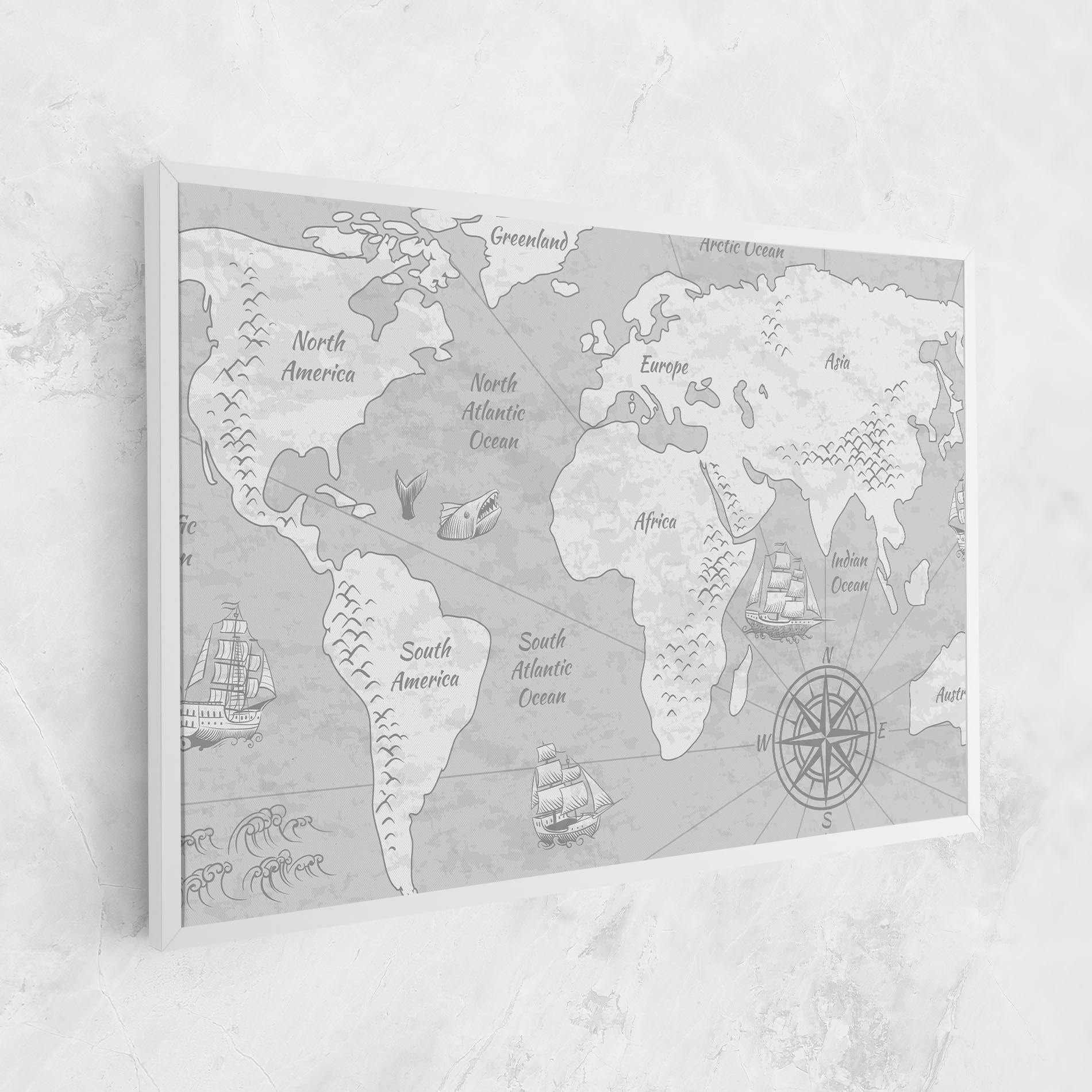 Tablou Canvas Grey Old Map mockup 1