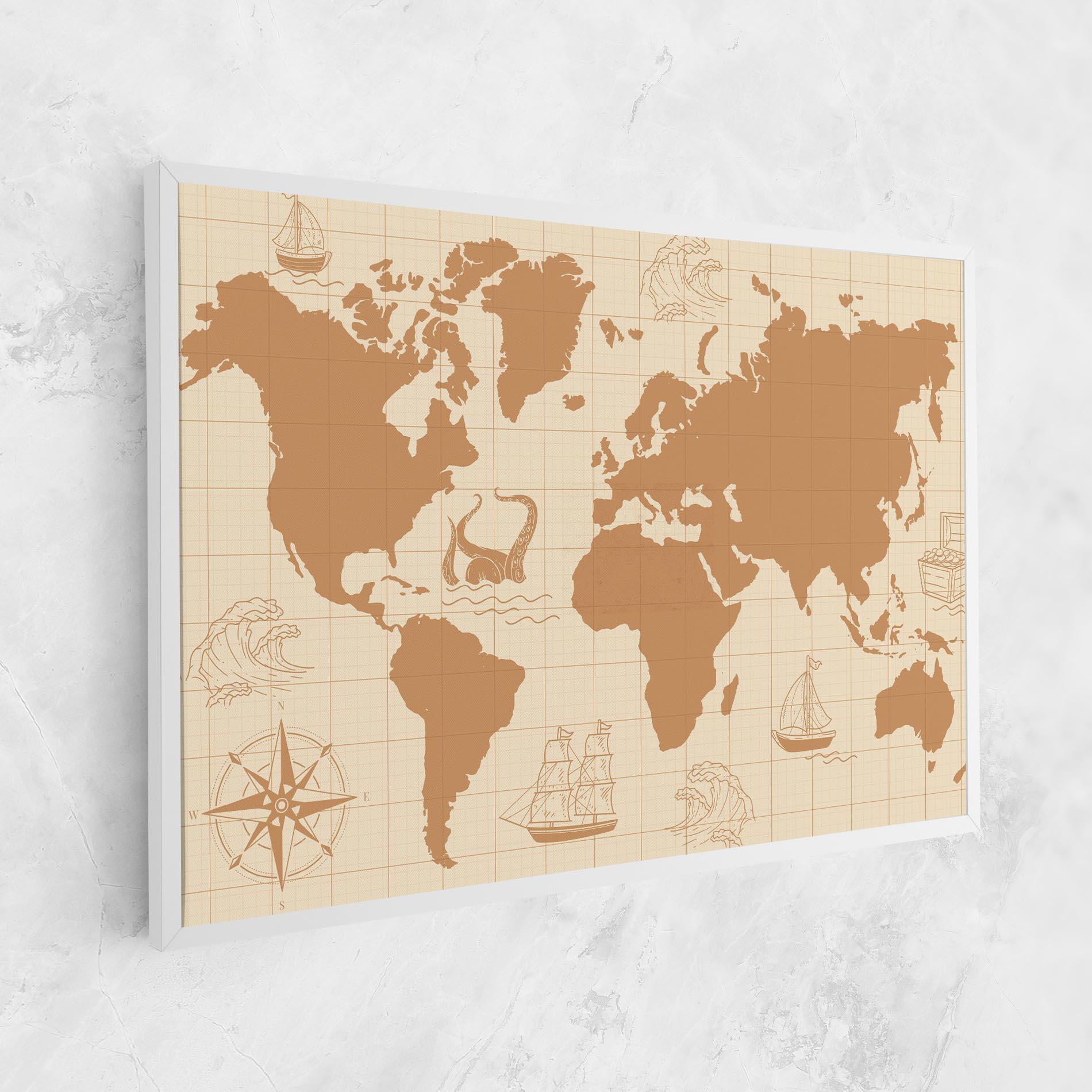 Tablou Canvas Light Cream Map mockup 1