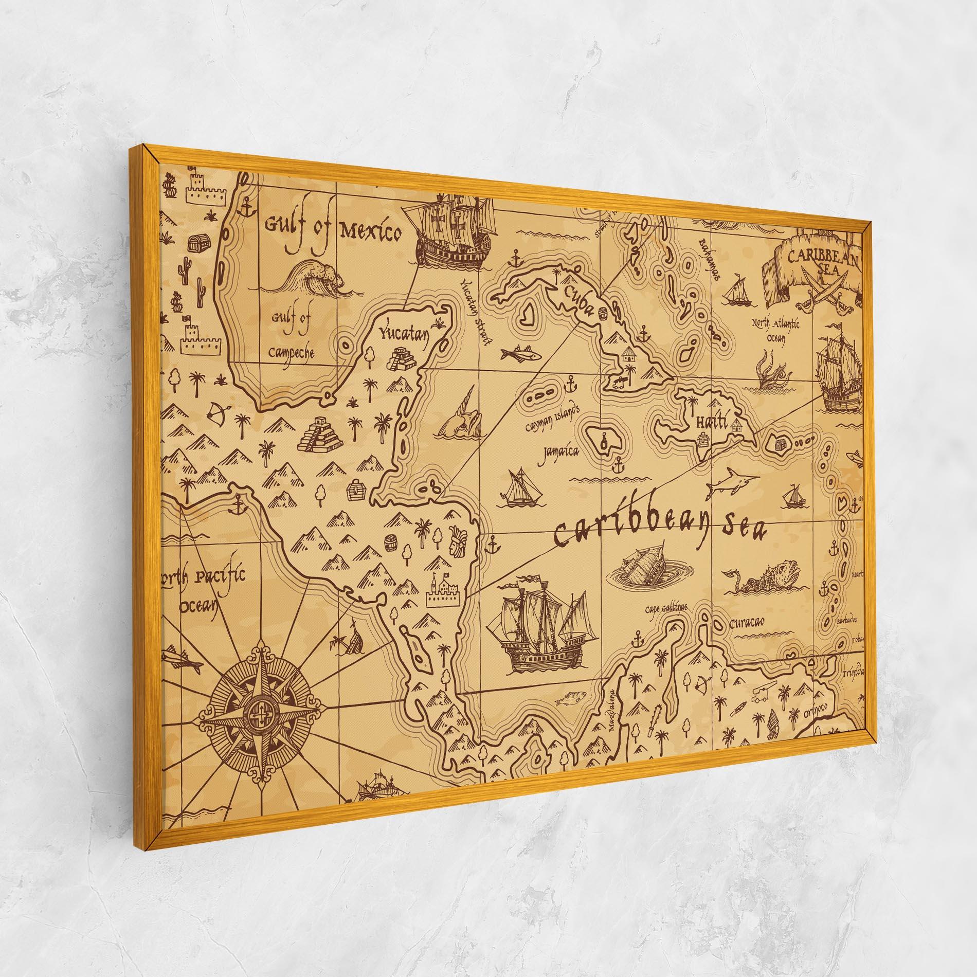 Tablou Canvas Caribbean Sea Map mockup 1