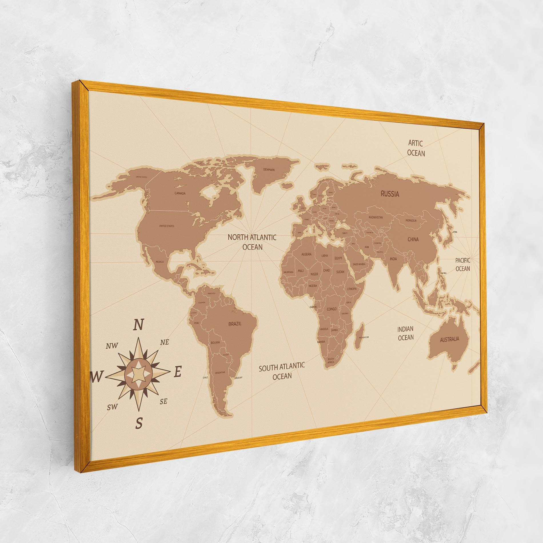 Tablou Canvas Cream Map Vintage mockup 1