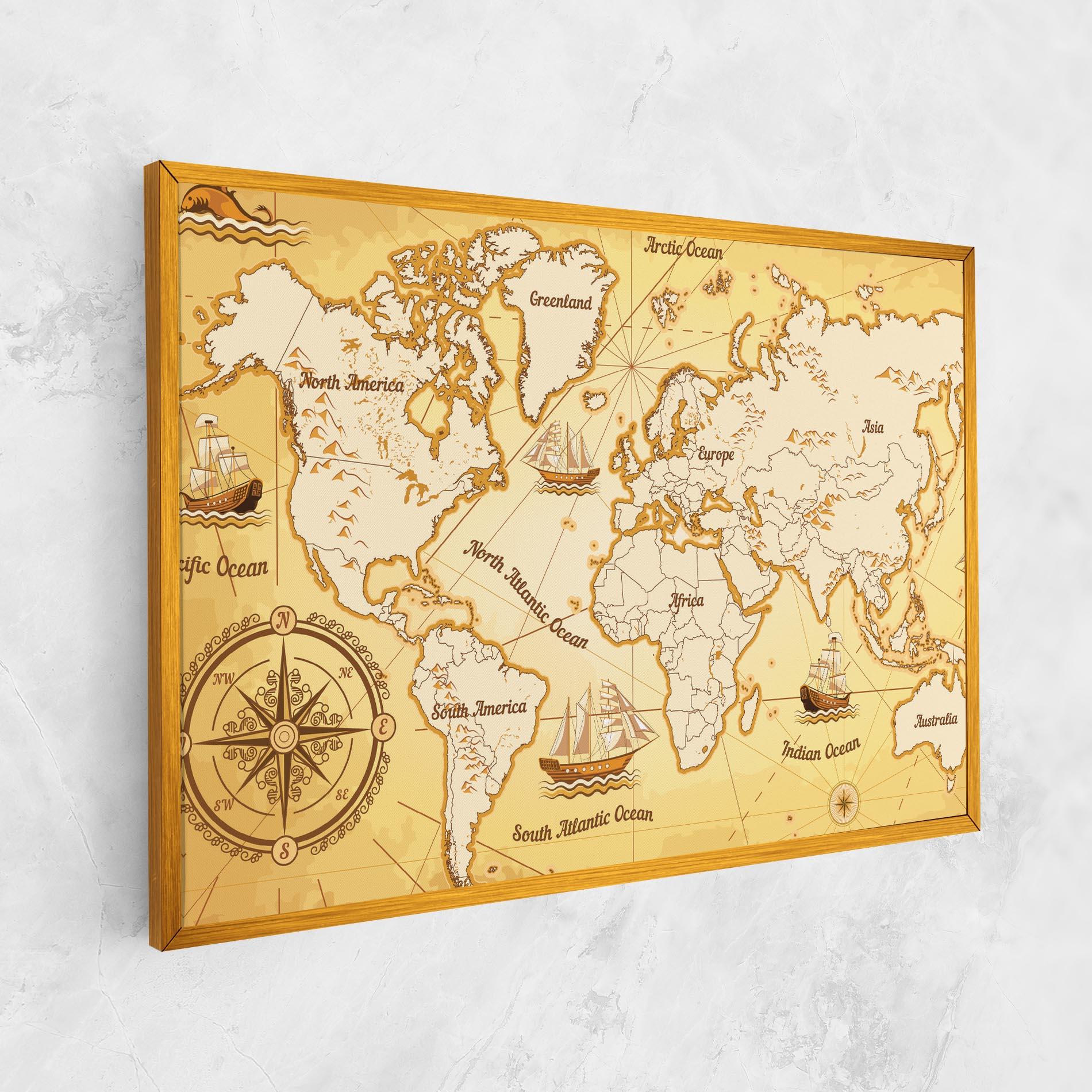 Tablou Canvas Gold Vintage Map mockup 1