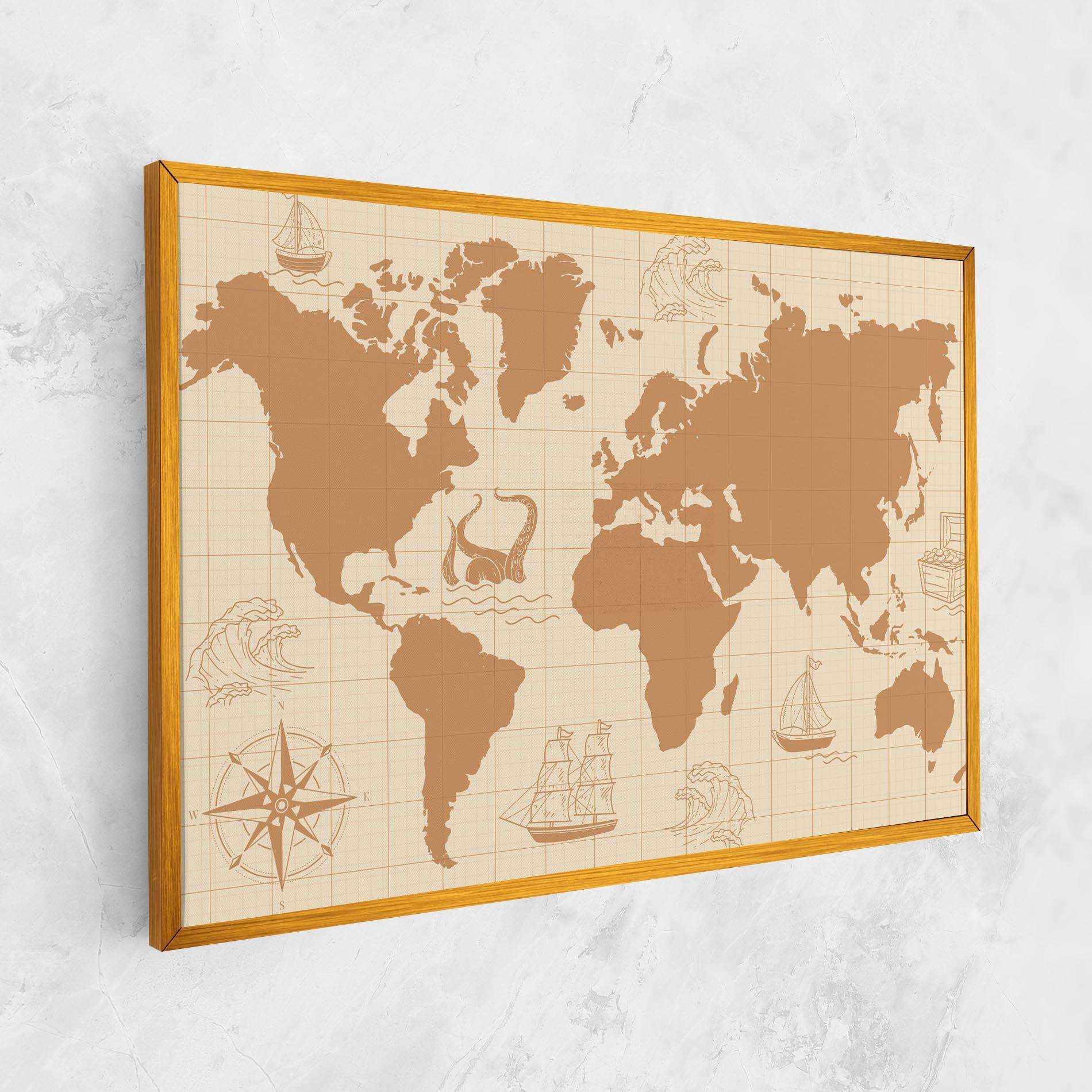 Tablou Canvas Light Cream Map mockup 1