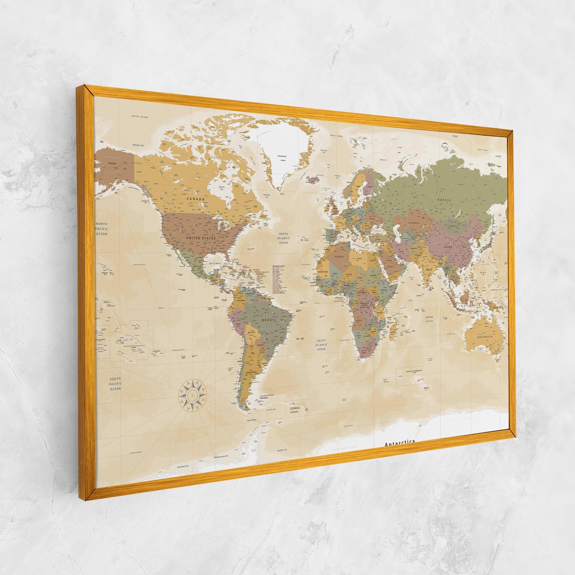 Tablou Canvas World Map Vintage mockup 1