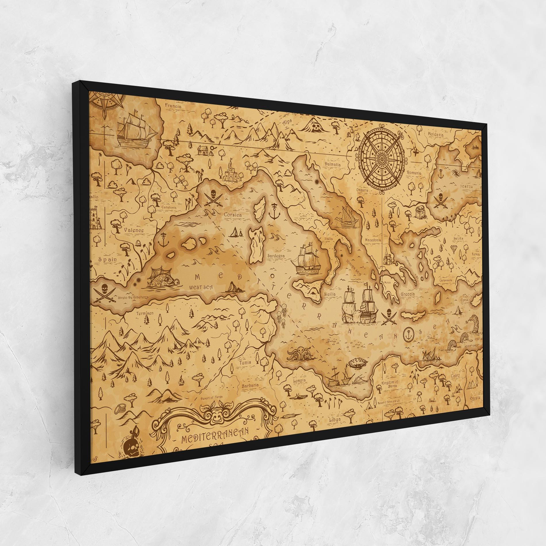 Tablou Canvas Cream Brown Map mockup 1