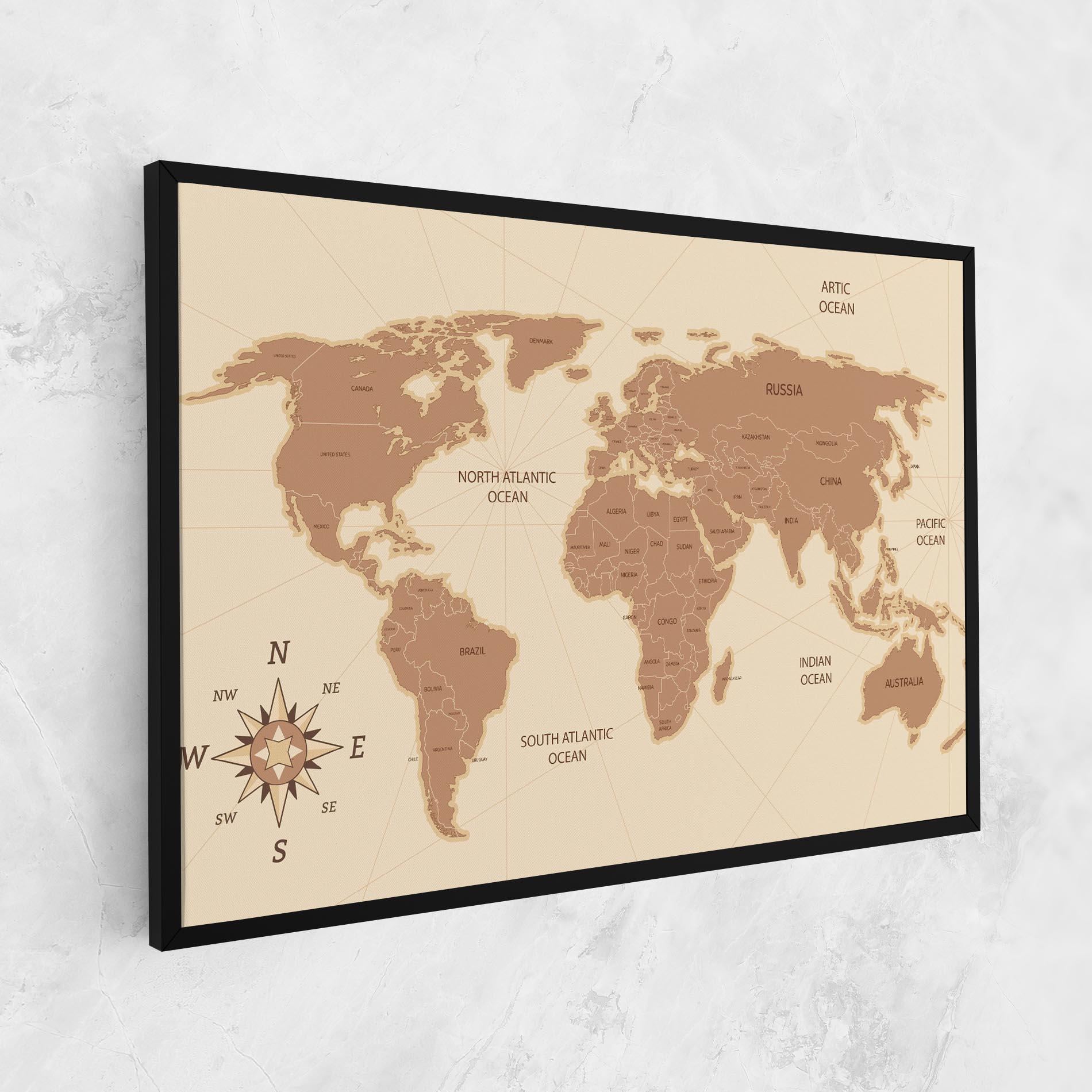 Tablou Canvas Cream Map Vintage mockup 1