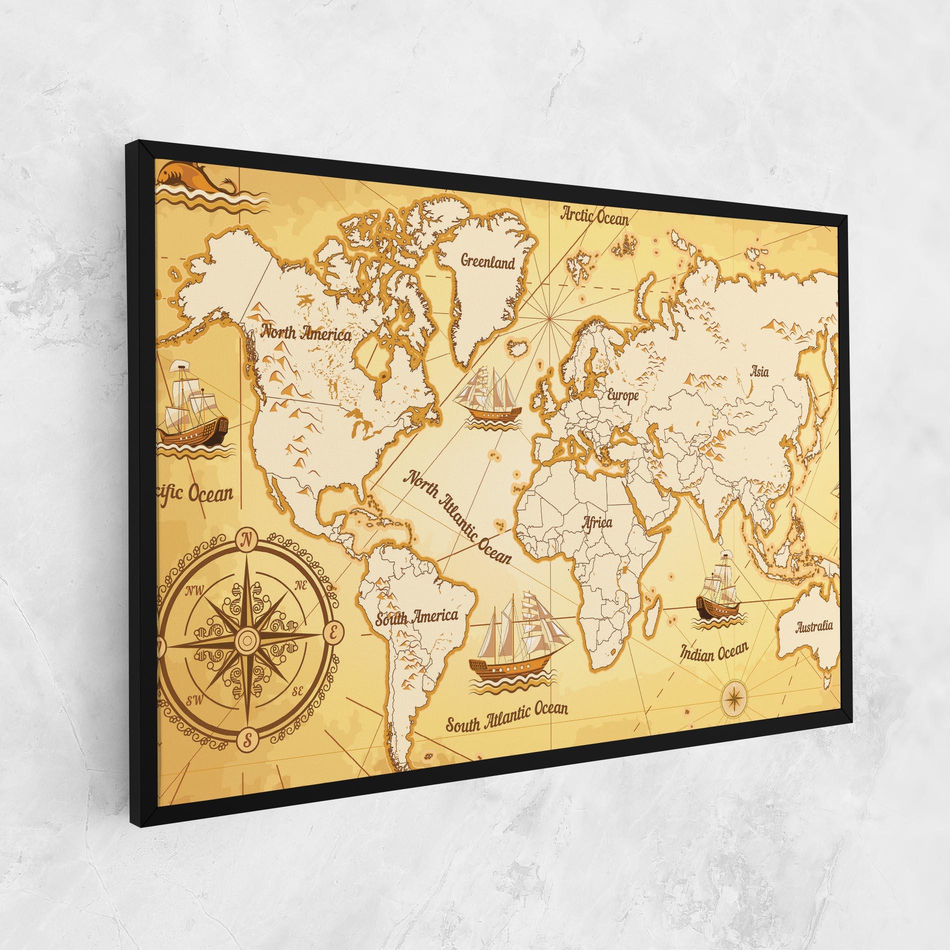 Tablou Canvas Gold Vintage Map mockup 1